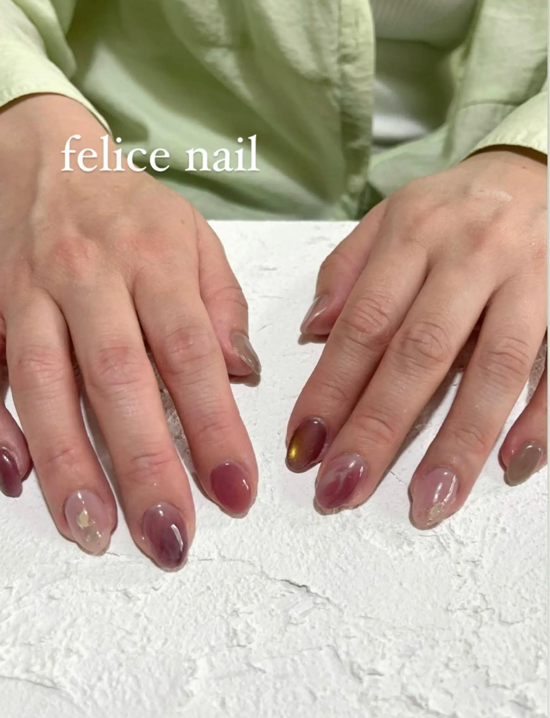 ネイル ジェルネイル マグネットネイル ニュアンスネイル オフィスネイル パラジェル felice nailのネイルデザイン