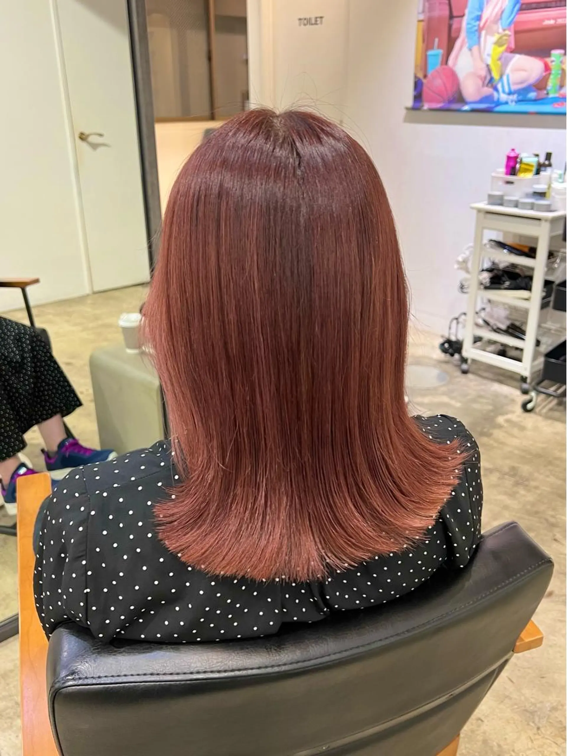 ミディアム カラー ブリーチ ブリーチなしカラー レッドカラー カット 【韓国風くびれヘア】 joule小木曽輝のヘアスタイル