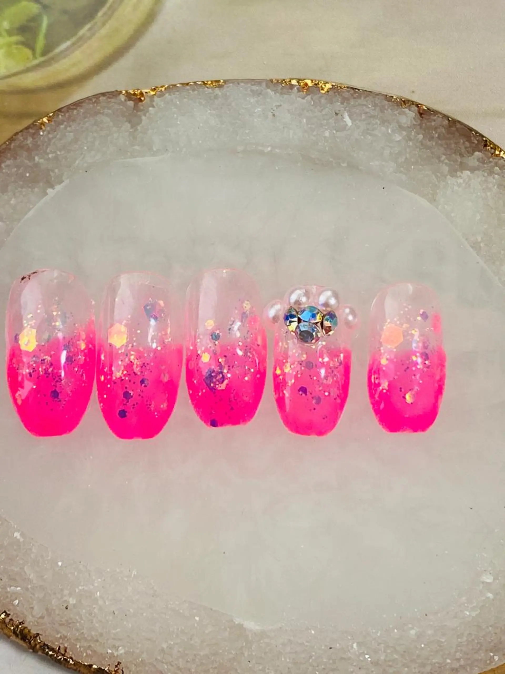 ネイル クリアネイル ラメ(グリッター) ピンク 自宅ネイルサロン ♦️nuance♦️のネイルデザイン
