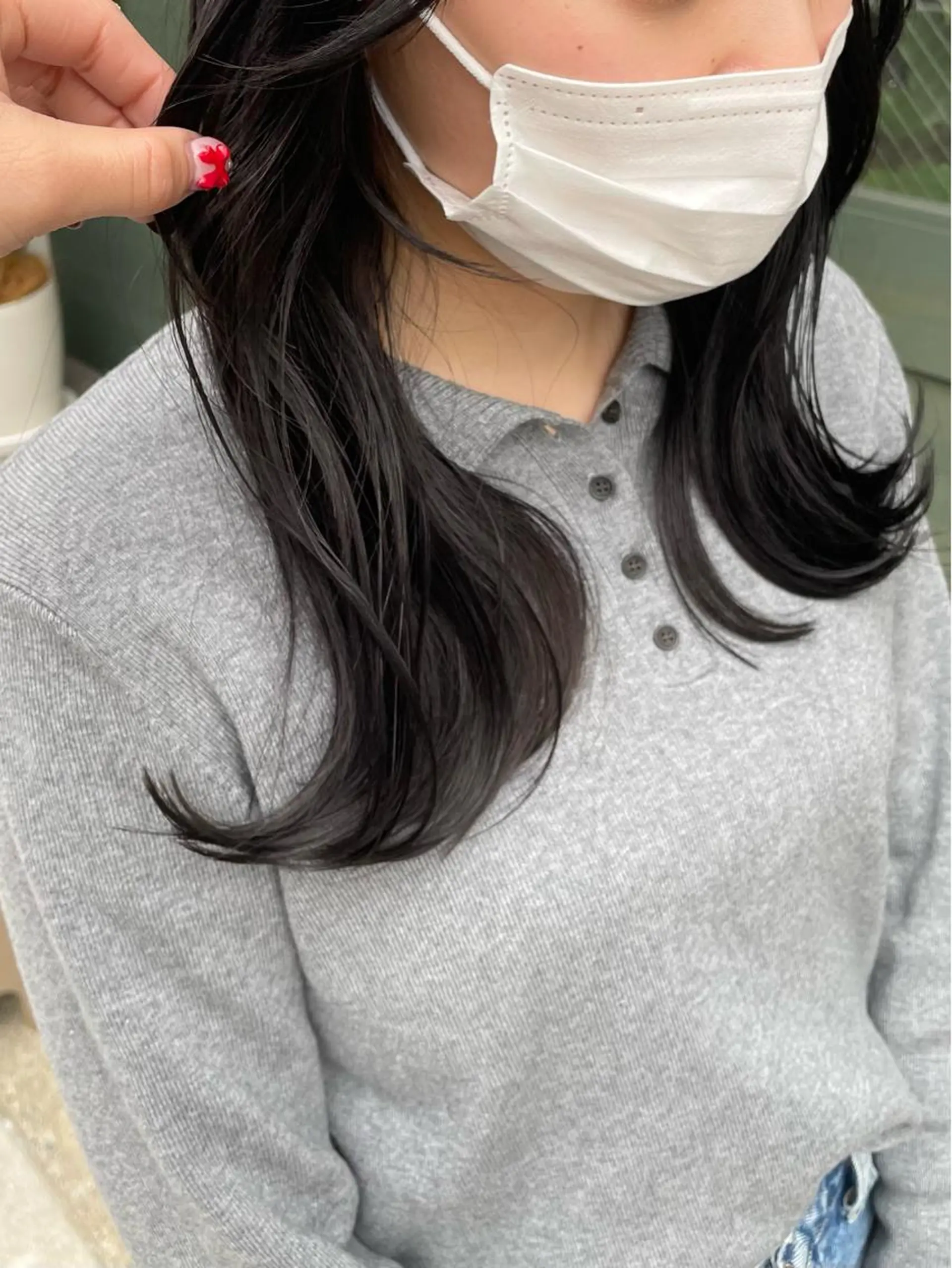 ロング カラー 黒髪 ブルーカラー ブルーブラック 似合わせカット Hana ♡ marshu梅田のヘアスタイル