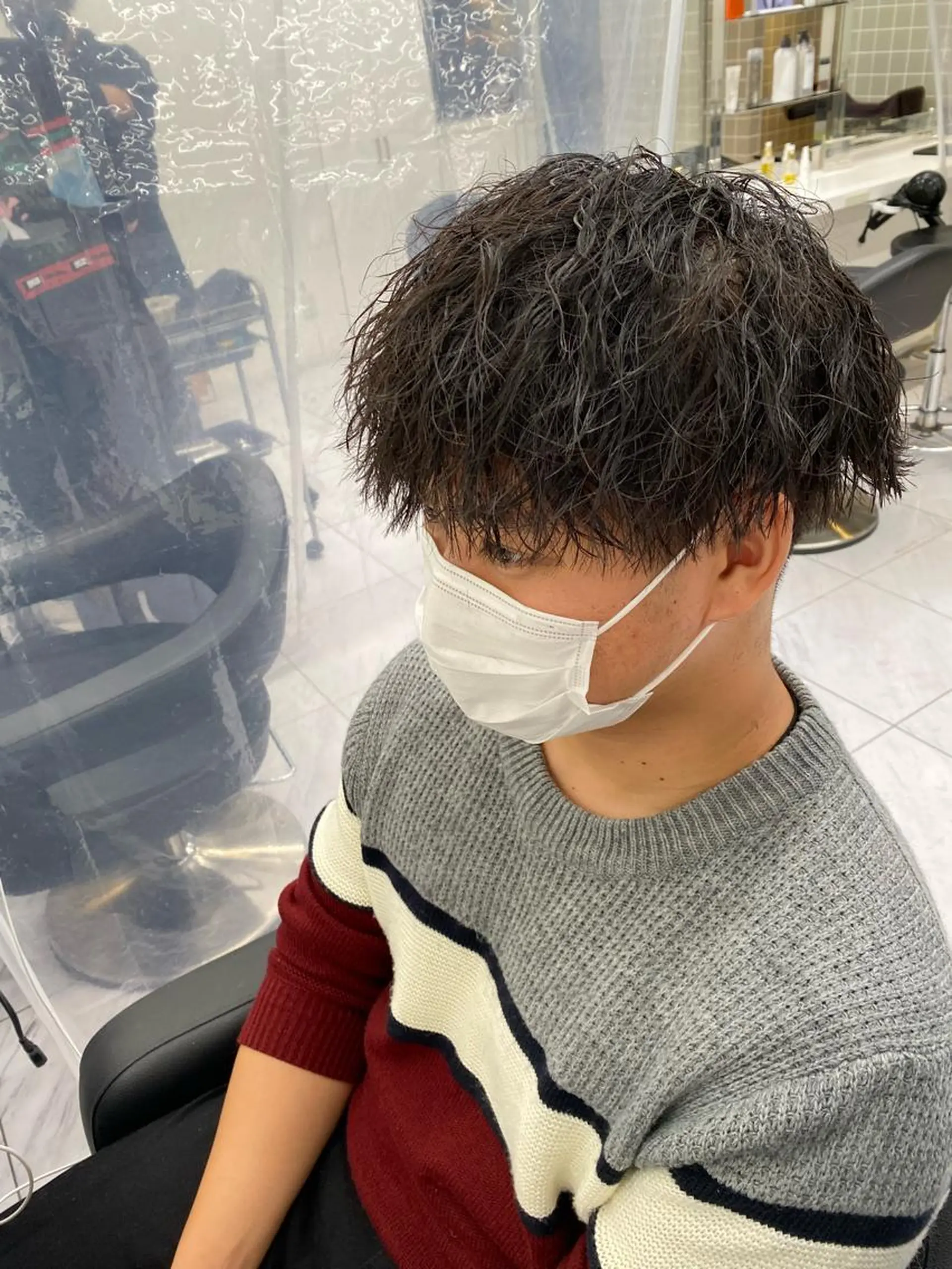 セミロング パーマ ヘアアレンジ メンズ カット パーマ メンズ特化 水口湧太のヘアスタイル