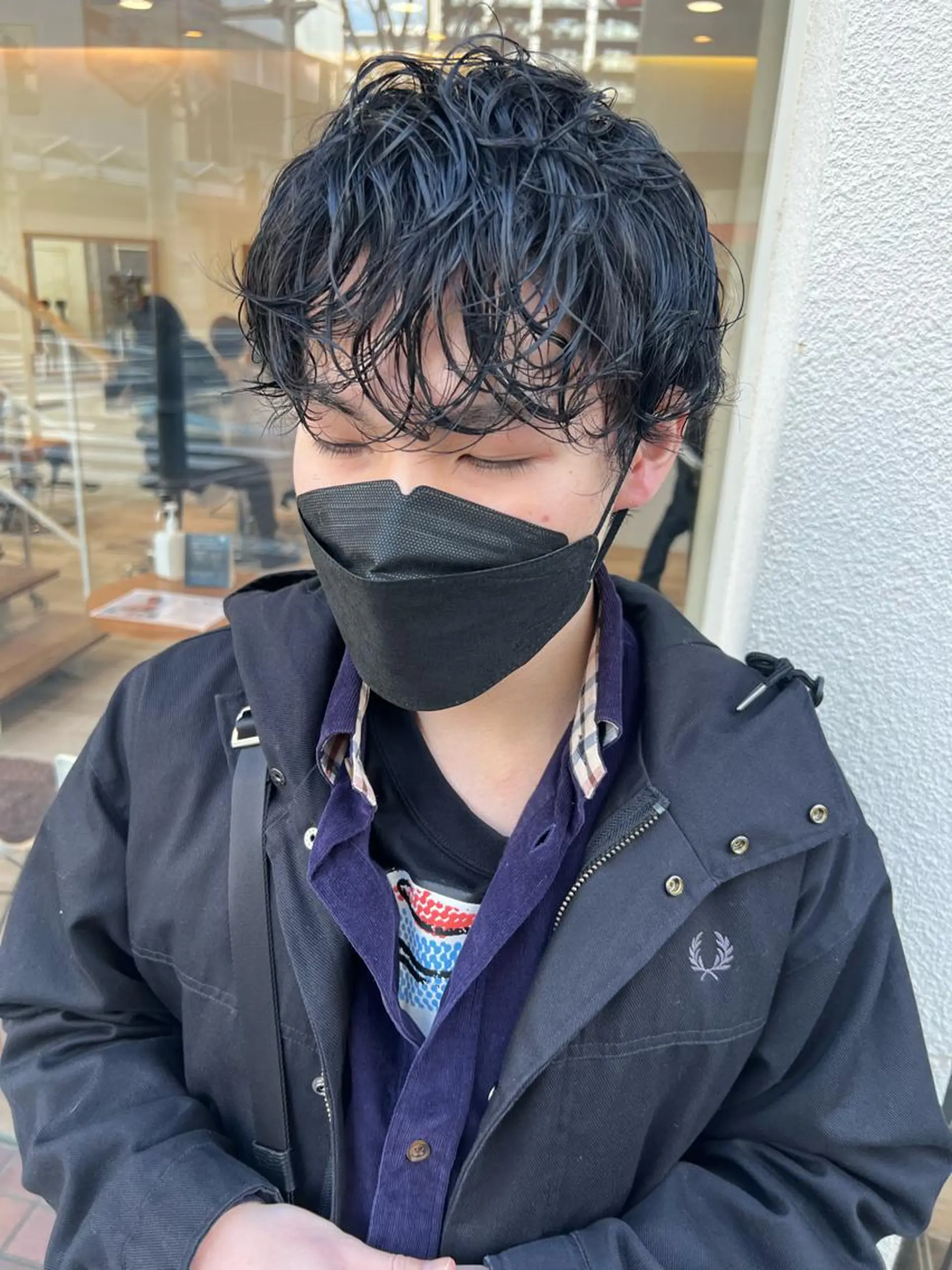 パーマ メンズ メンズパーマ メンズウルフカット ウルフカット タナカ マヤ/金沢八景のヘアスタイル