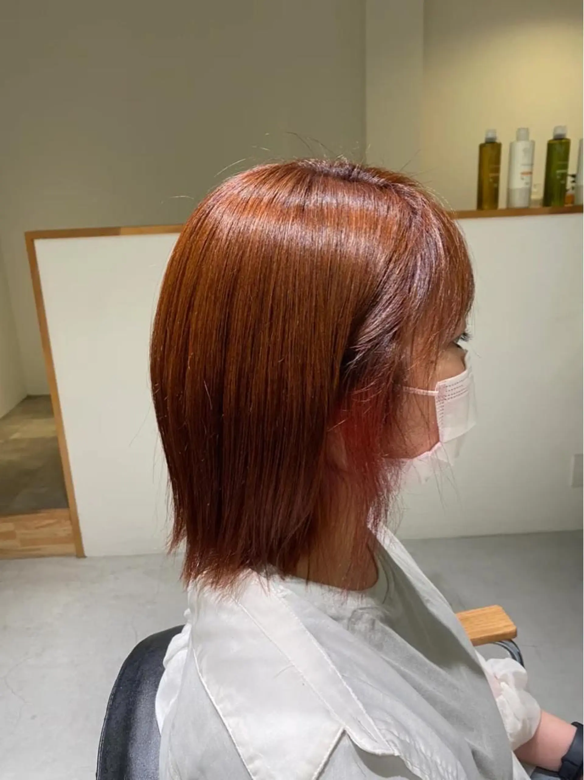 ミディアム カラー インナーカラー ピンクカラー ヘアカラー レイヤー/蟹江/ くすみカラー/川口のヘアスタイル