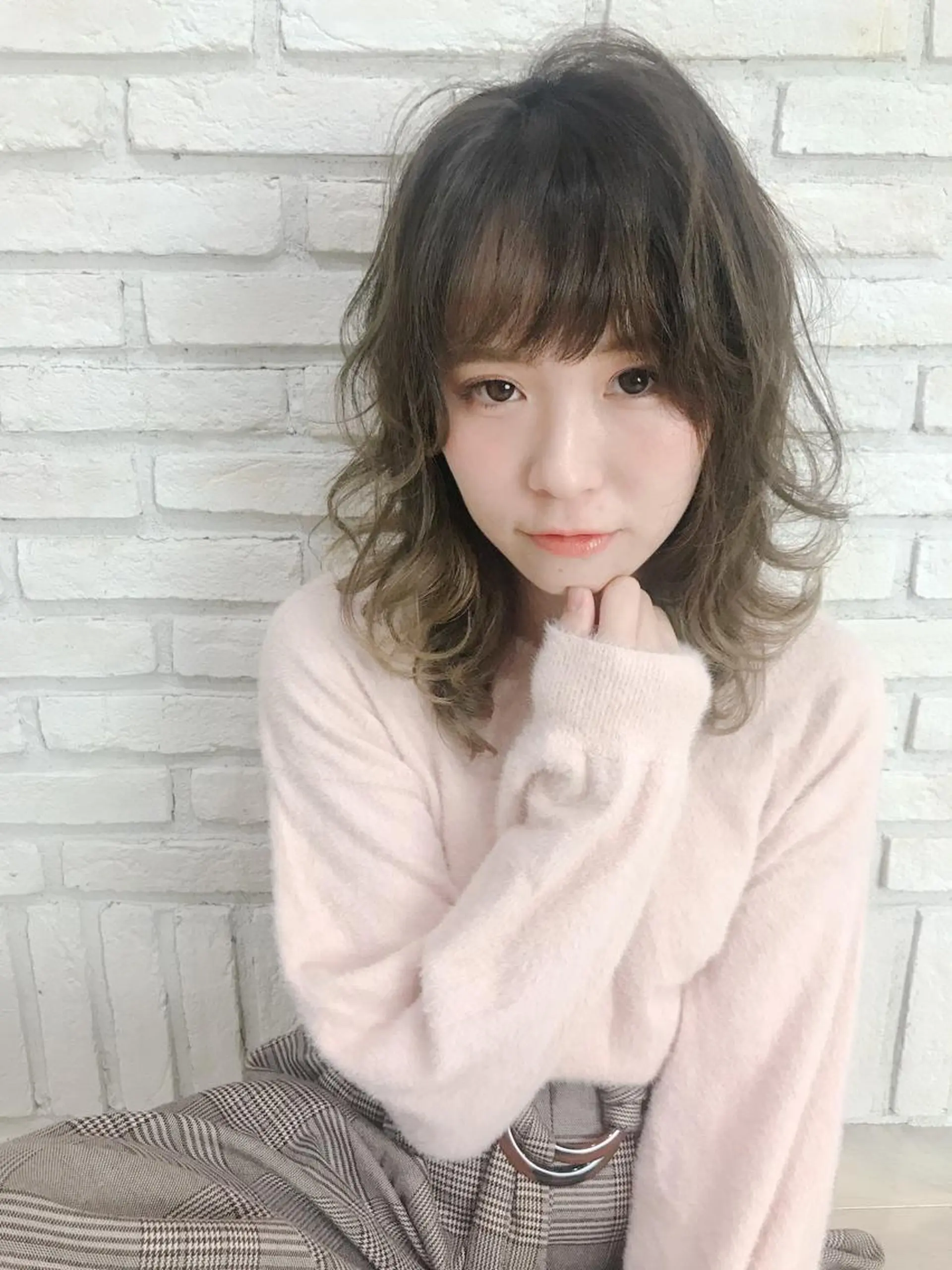 ミディアム カラー パーマ ナガイ ユウキのヘアスタイル