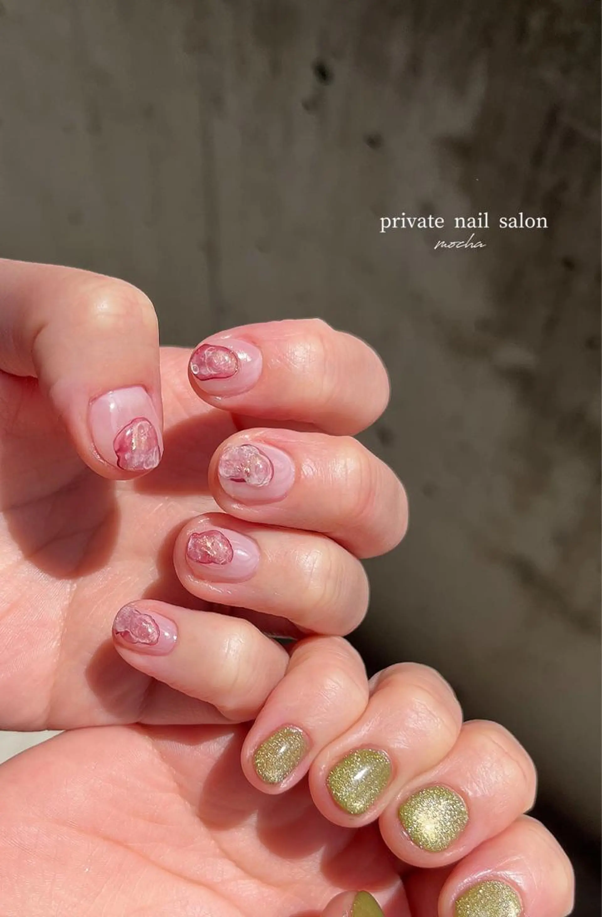 ネイル アートネイル カジュアル チークネイル フレンチネイル ジェルネイル mocha nailのネイルデザイン