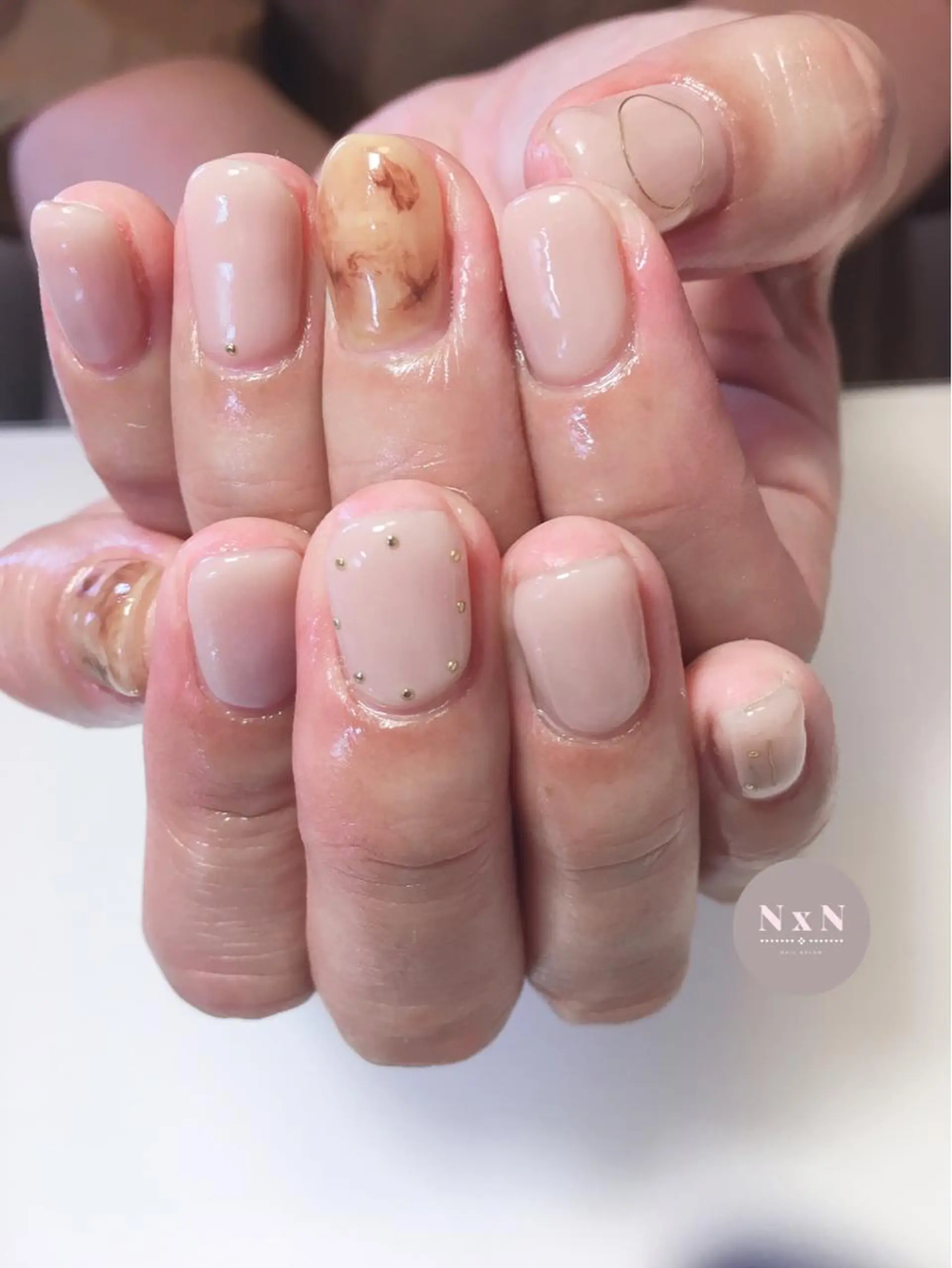 ネイル べっ甲ネイル ジェルネイル ぷっくりネイル nail salon N×Nのネイルデザイン