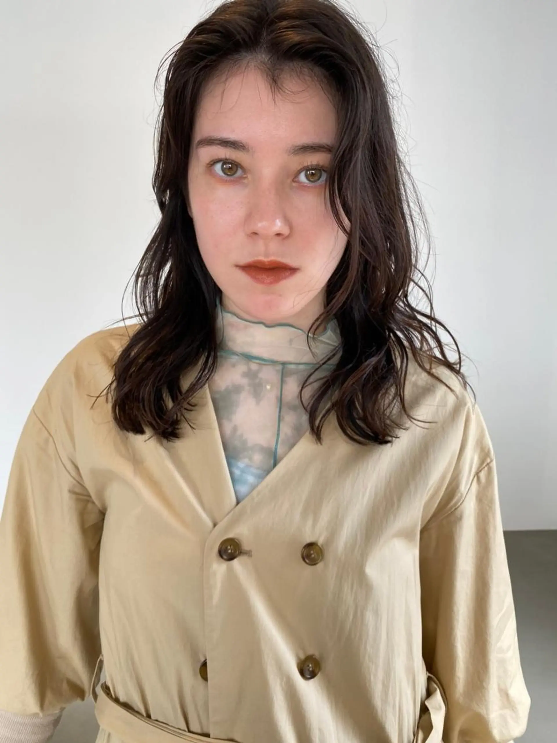 ミディアム カラー パーマ ショートボブ アディクシーカラー ブリーチ ブロンド ブルーカラー カット ヘアカラー CEINE PATHのヘアスタイル