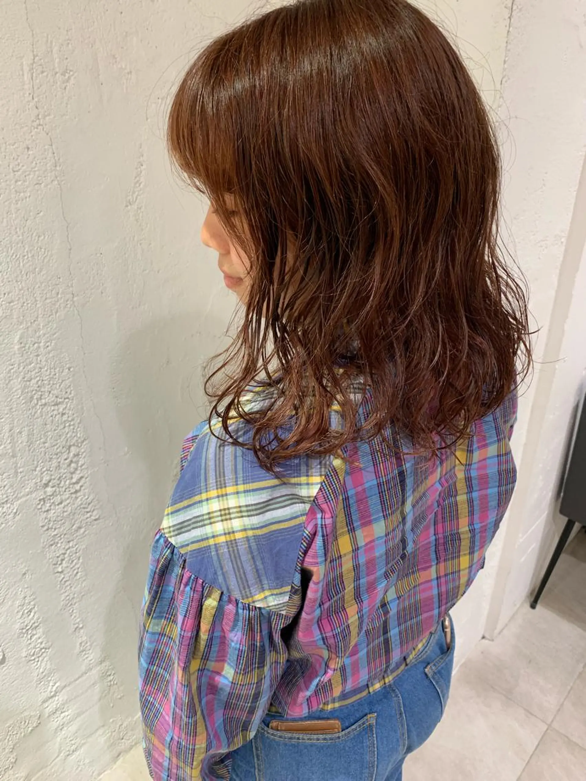 ミディアム カラー パーマ ヘアアレンジ ミディアムパーマ 🫧透明感カラー/ ボブ/小笠原汐海🪽のヘアスタイル