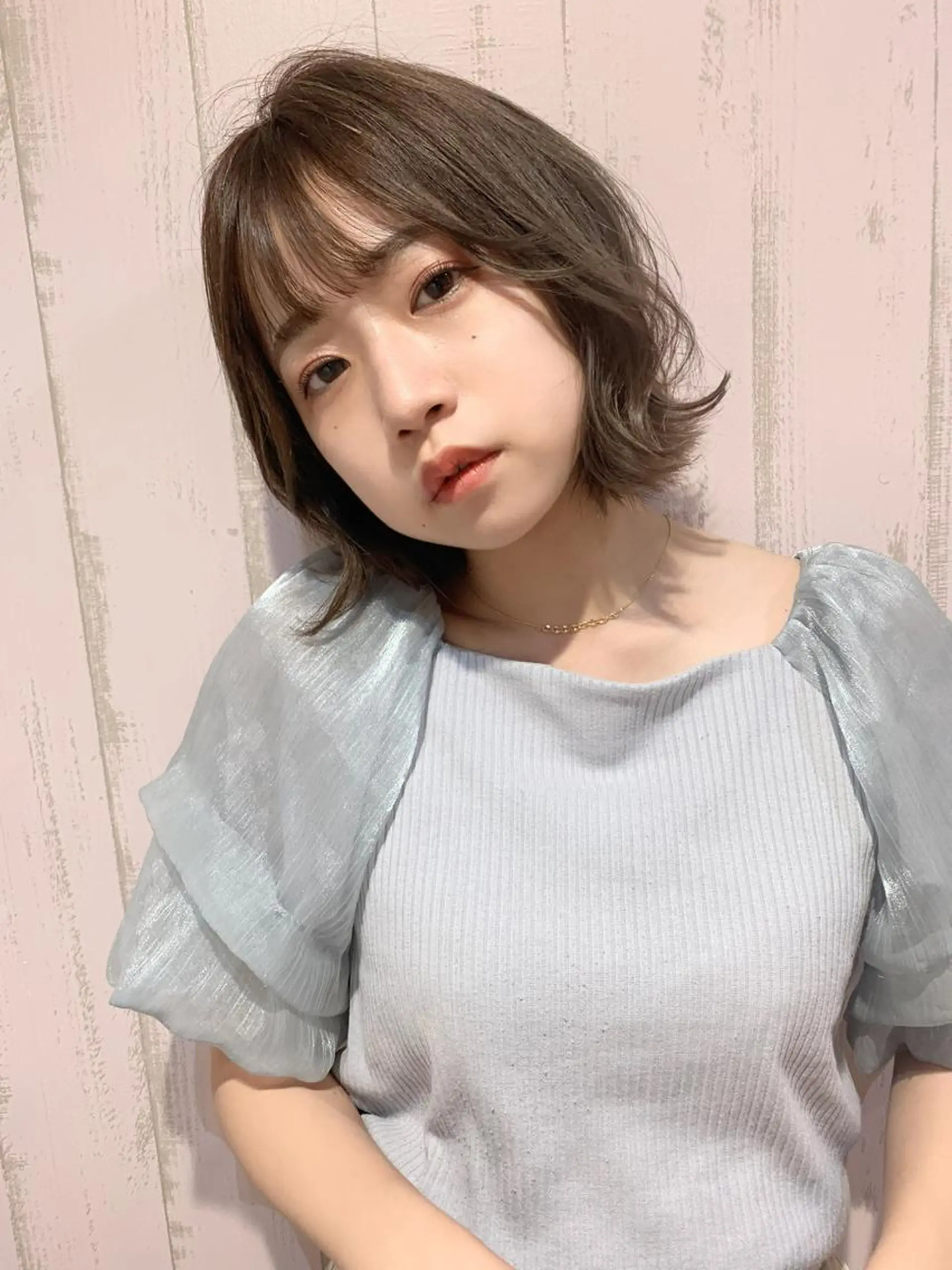ミディアム カラー ボブ くびれヘア 韓国風ヘア 髪質改善カラー☆ ヘアアレンジmiyuのヘアスタイル