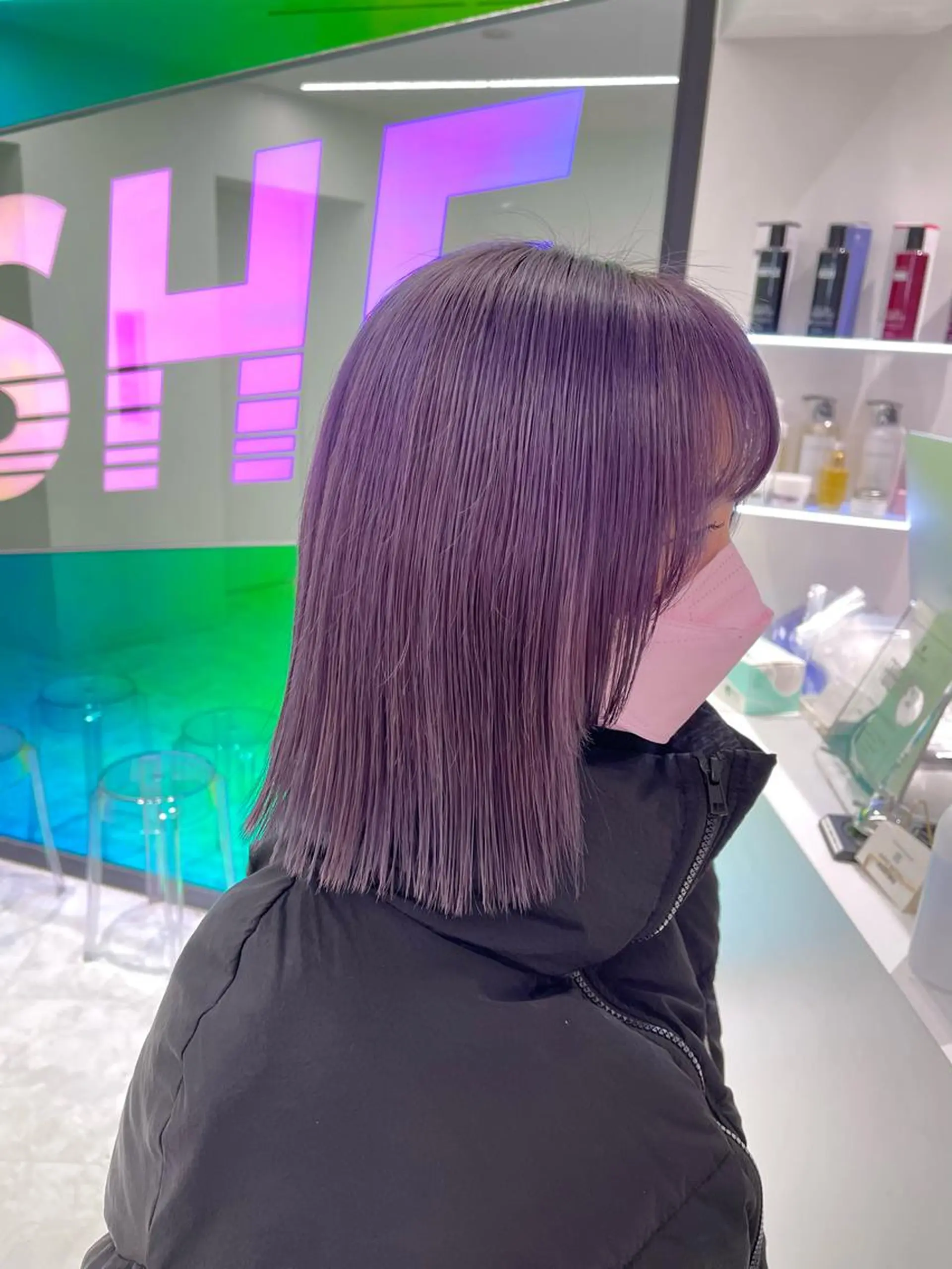 セミロング カラー カット ヘアカラー 🤍💕ブリーチカラ ーAyaka💕🤍のヘアスタイル