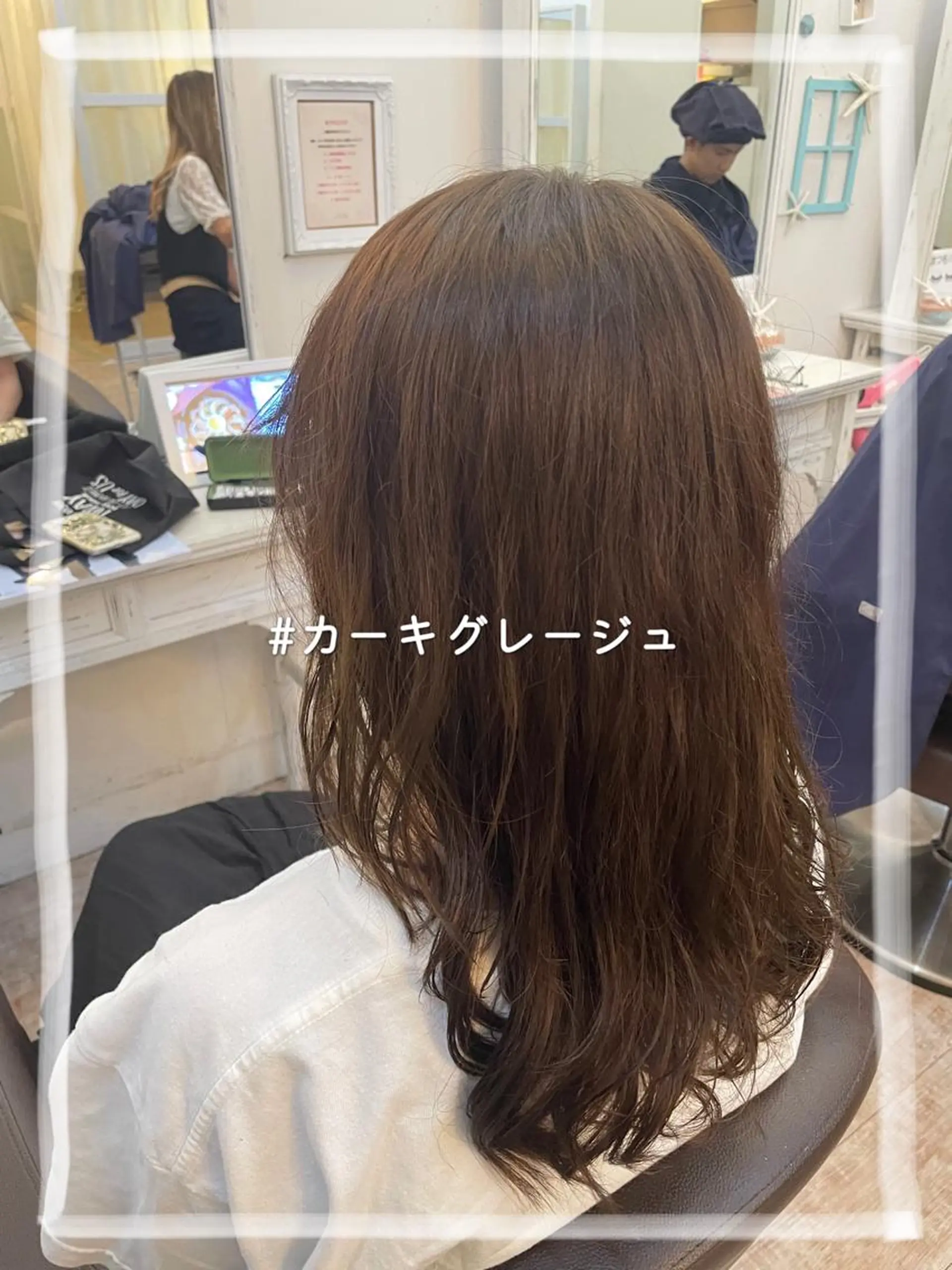 セミロング カラー セミロングパーマ 透明感カラー カット パーマ 杉山 蒼汰のヘアスタイル