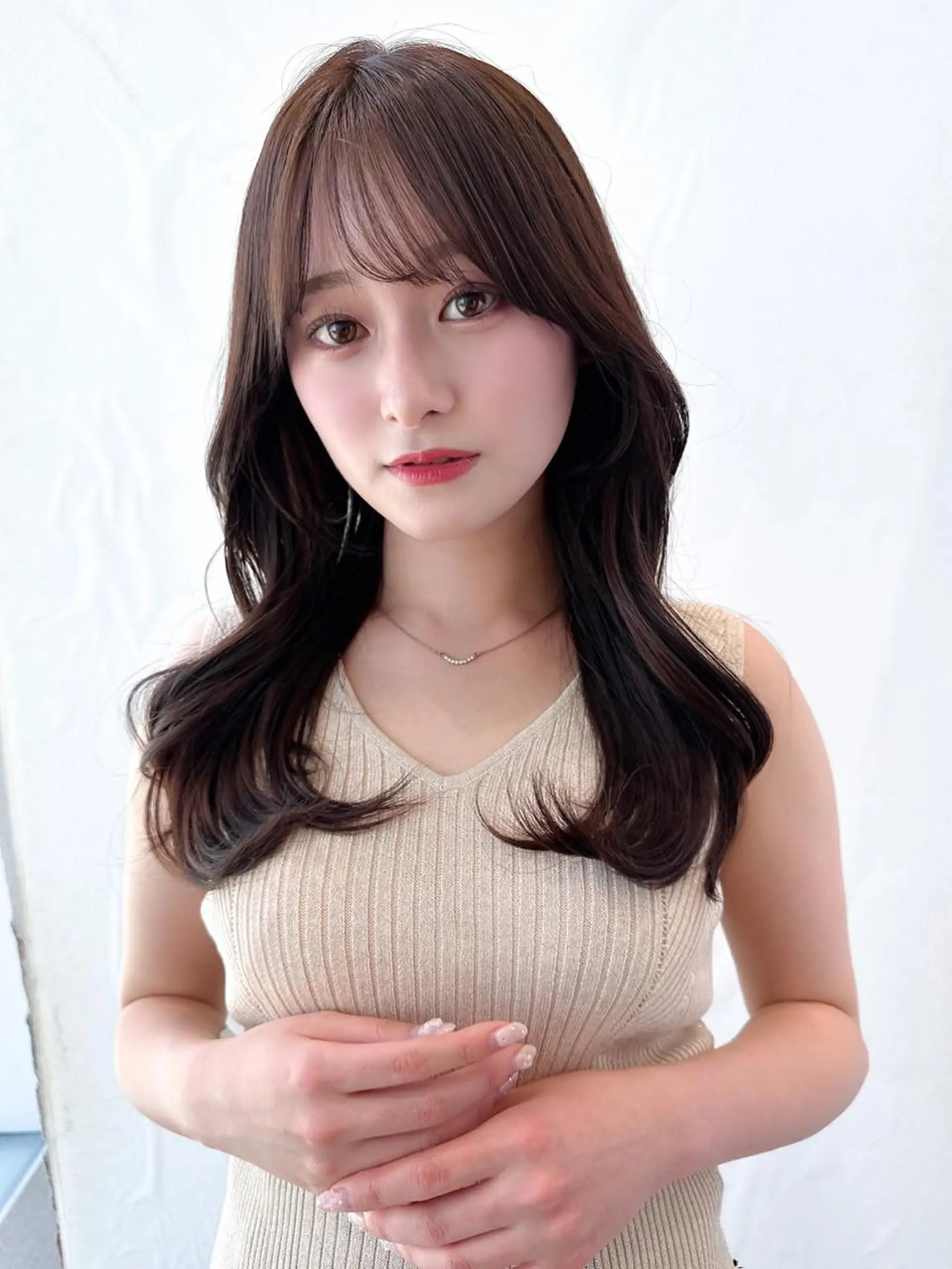 セミロング カラー ベージュカラー ブラウンカラー ブラウンベージュ くびれヘア 顔周りカット 顔周り/くびれヘア 韓国ヘア💕風間るなのヘアスタイル