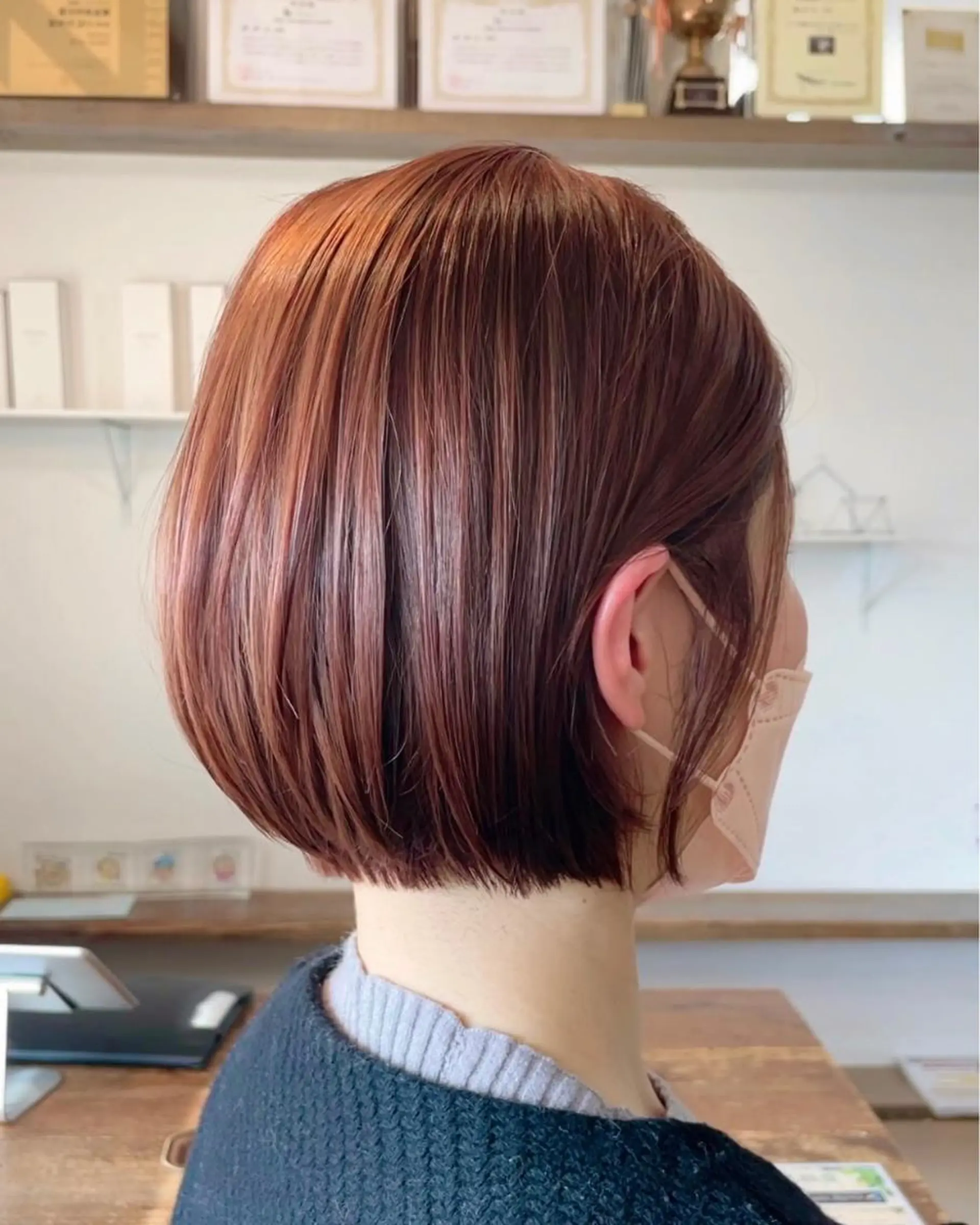 ショート カラー ショートボブ ブラウンカラー ピンクカラー ピンクブラウン ボブ 奥田 誠司のヘアスタイル