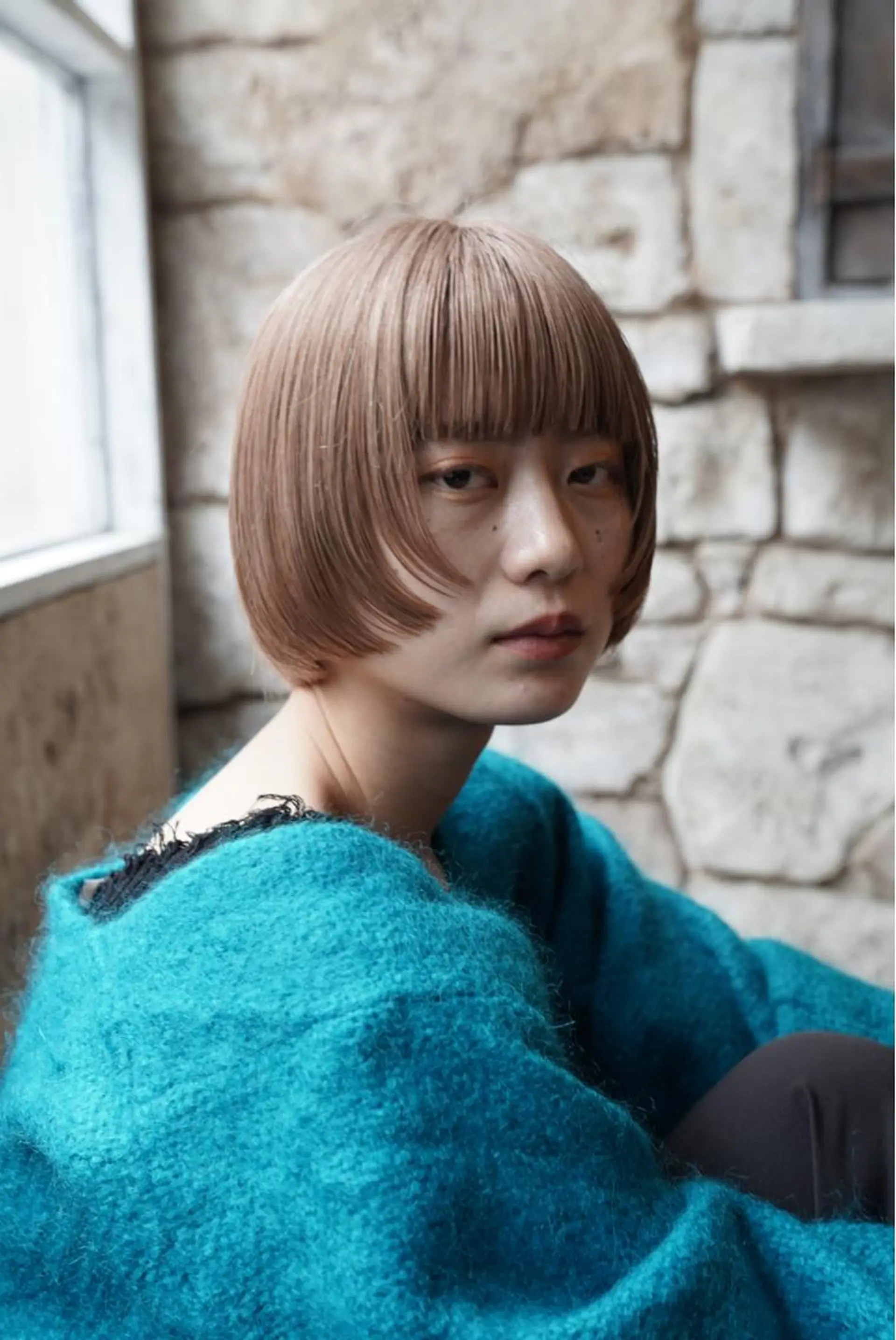 ミディアム カラー ベージュカラー ダブルカラー ミルクティーベージュ 祝田 巳幸のヘアスタイル