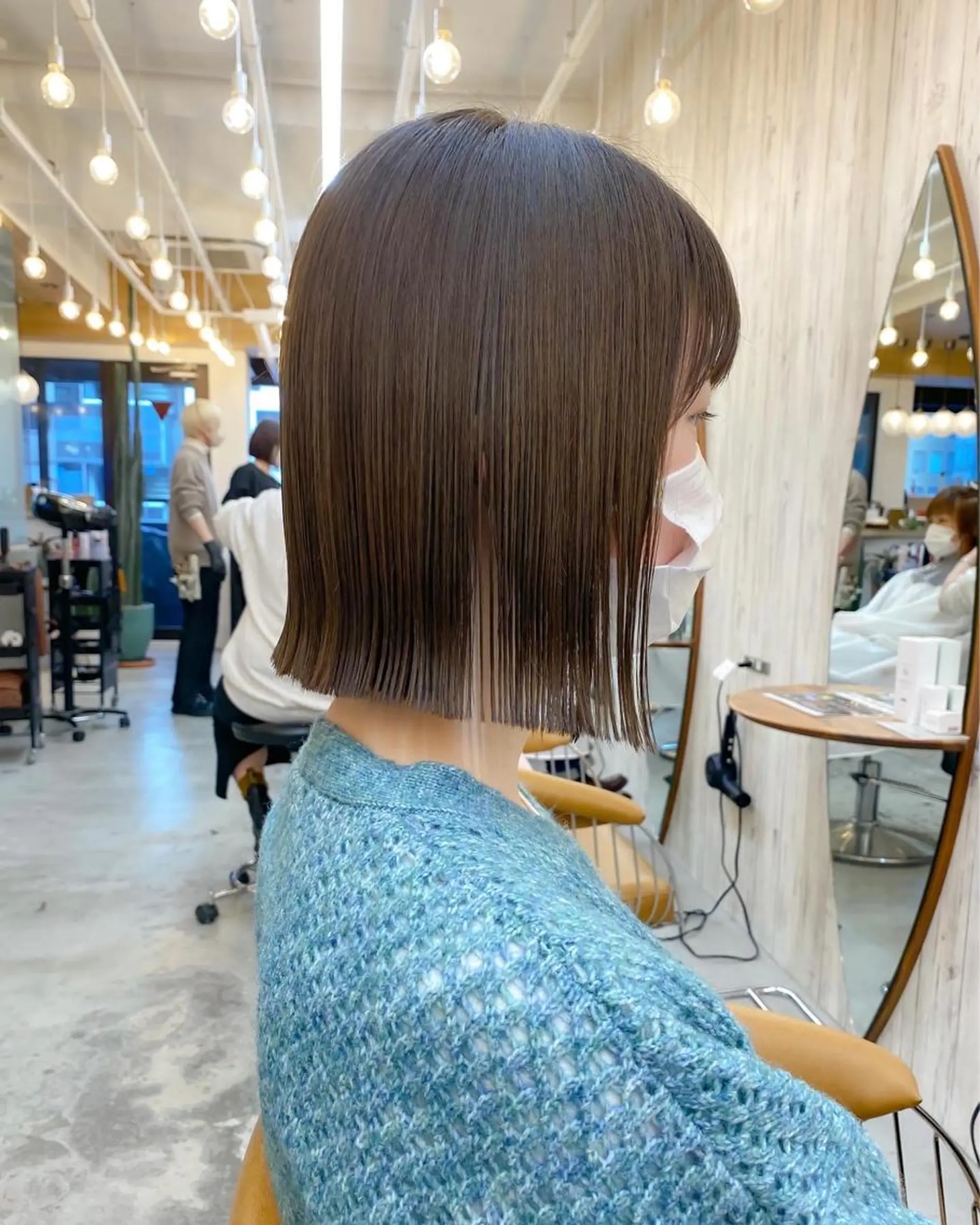 ミディアム カラー 切りっぱなしボブ ボブ ♥️ボブ韓国風ヘア ♥️久保田夢美のヘアスタイル