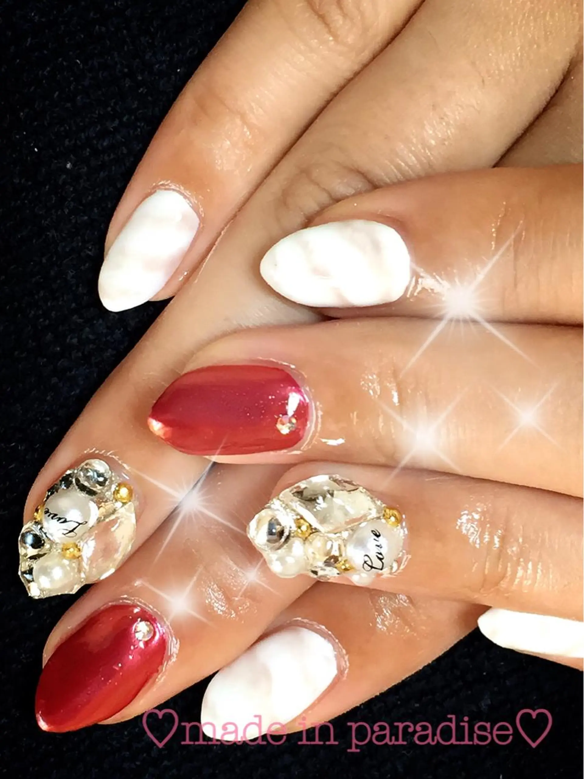 ネイル 大理石ネイル(マーブル) ミラーネイル うるま市サロン Yuko Izawaのネイルデザイン