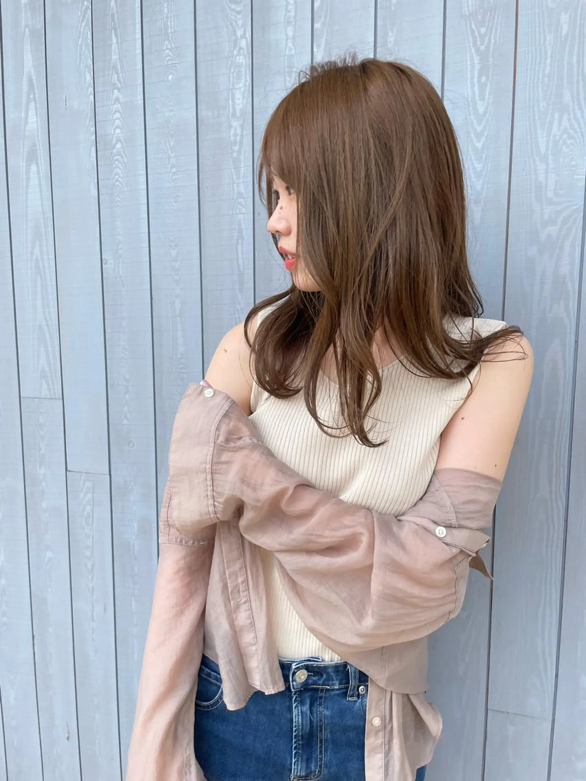 ミディアム カラー カット ヘアカラー トリートメント 大西 暦のヘアスタイル