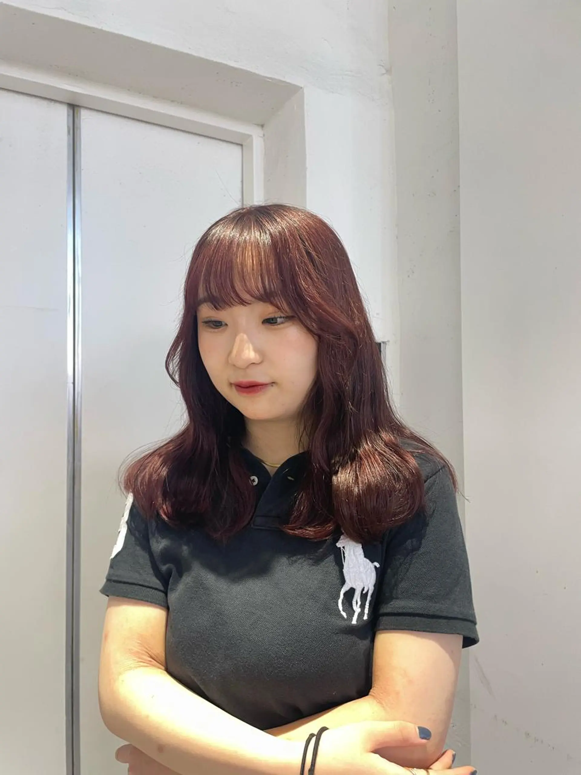 セミロング カラー レッドカラー ヘアカラー 🌟暖色系ハイトーン 🌟AIのヘアスタイル