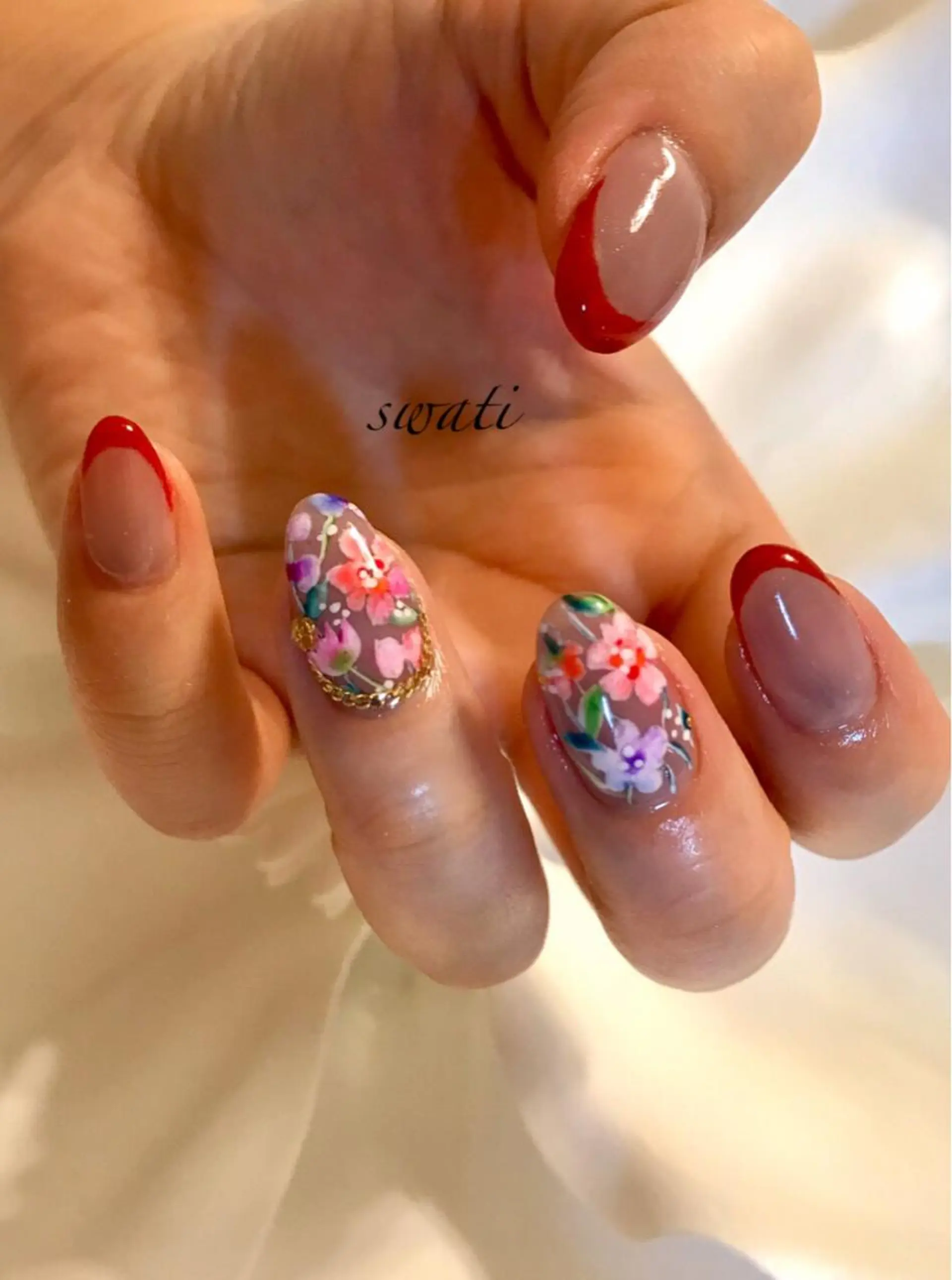 ネイル アートネイル フレンチネイル オフィスネイル シンプルネイル 春ネイル yuko （ネイリスト）のネイルデザイン