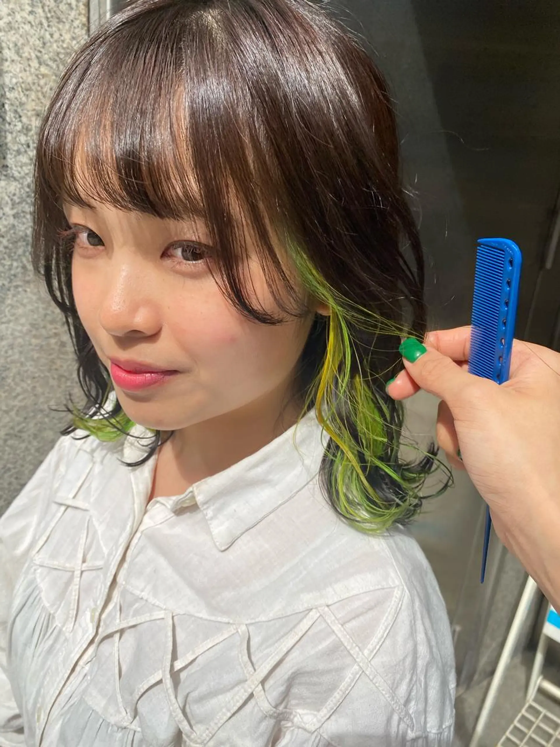 ミディアム カラー ヘアカラー 梅田ハイトーン チダ ヒナノのヘアスタイル