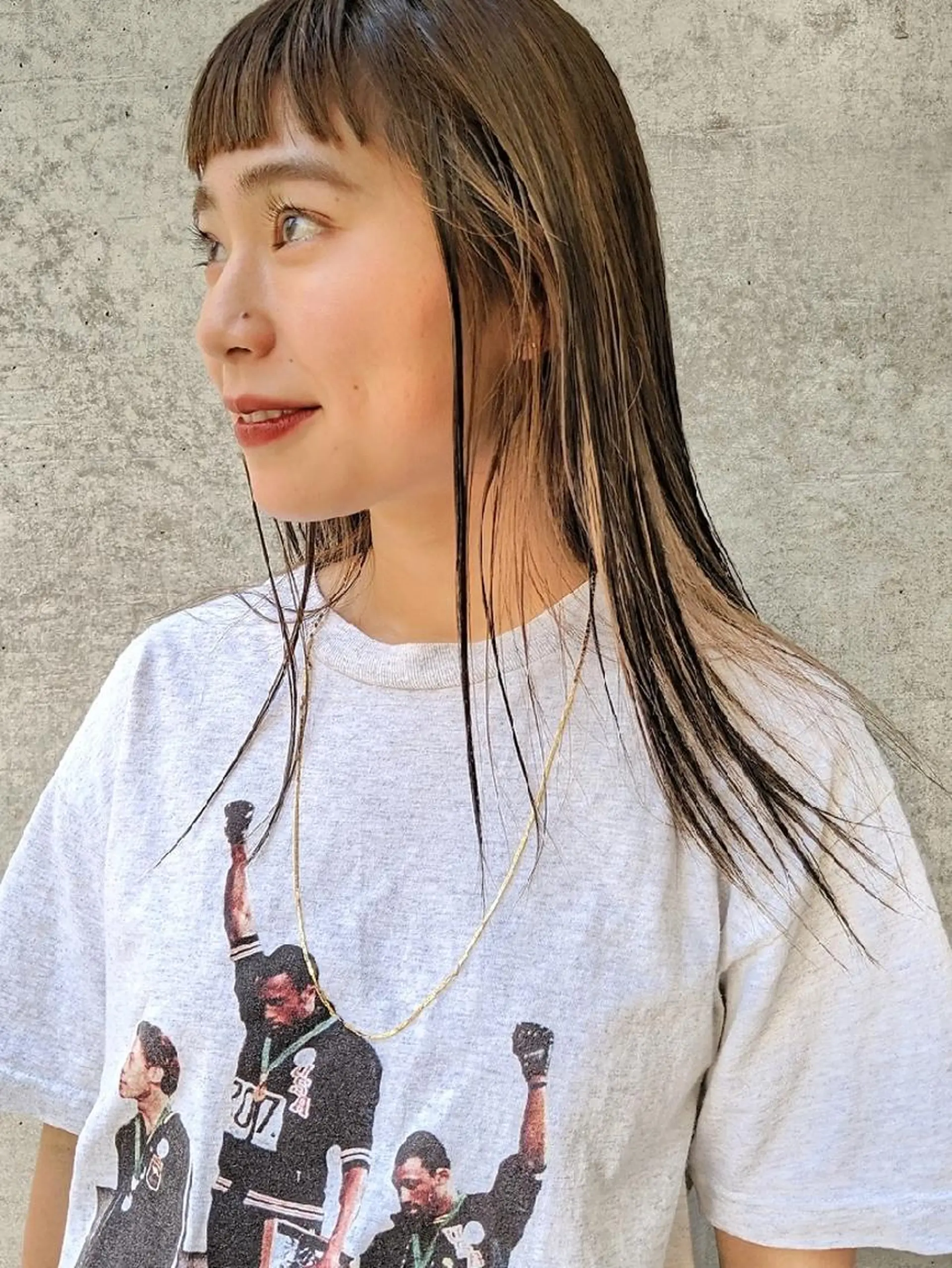 セミロング カラー ヘアアレンジ ハイライトカラー ハイライト カット ヘアカラー トリートメント 南堀江 möwen ( メーヴェ )所属・mowen RUIのヘアスタイル