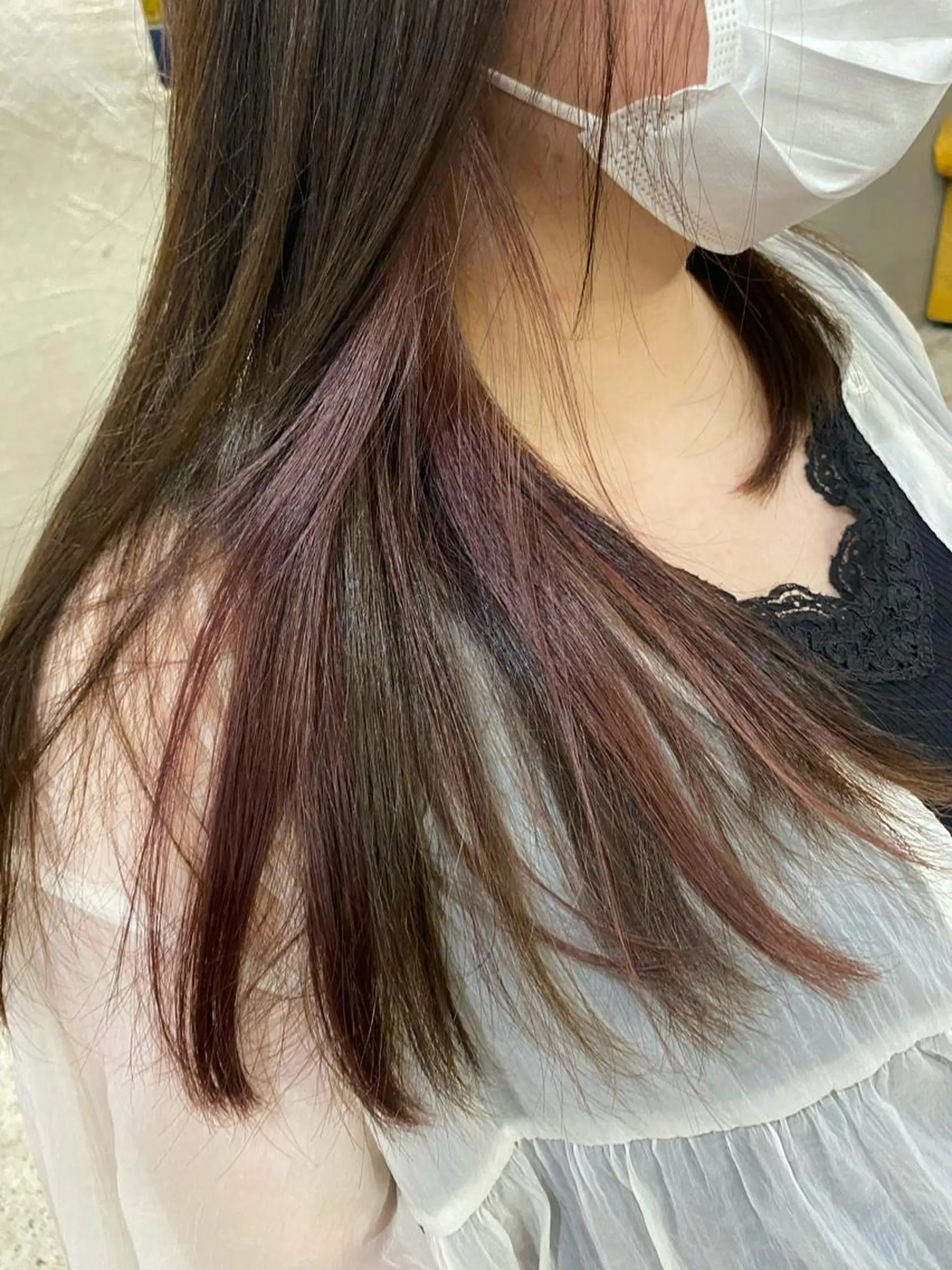 セミロング カラー ブリーチ インナーカラー お任せヘア☘️☘️ 及川渚のヘアスタイル