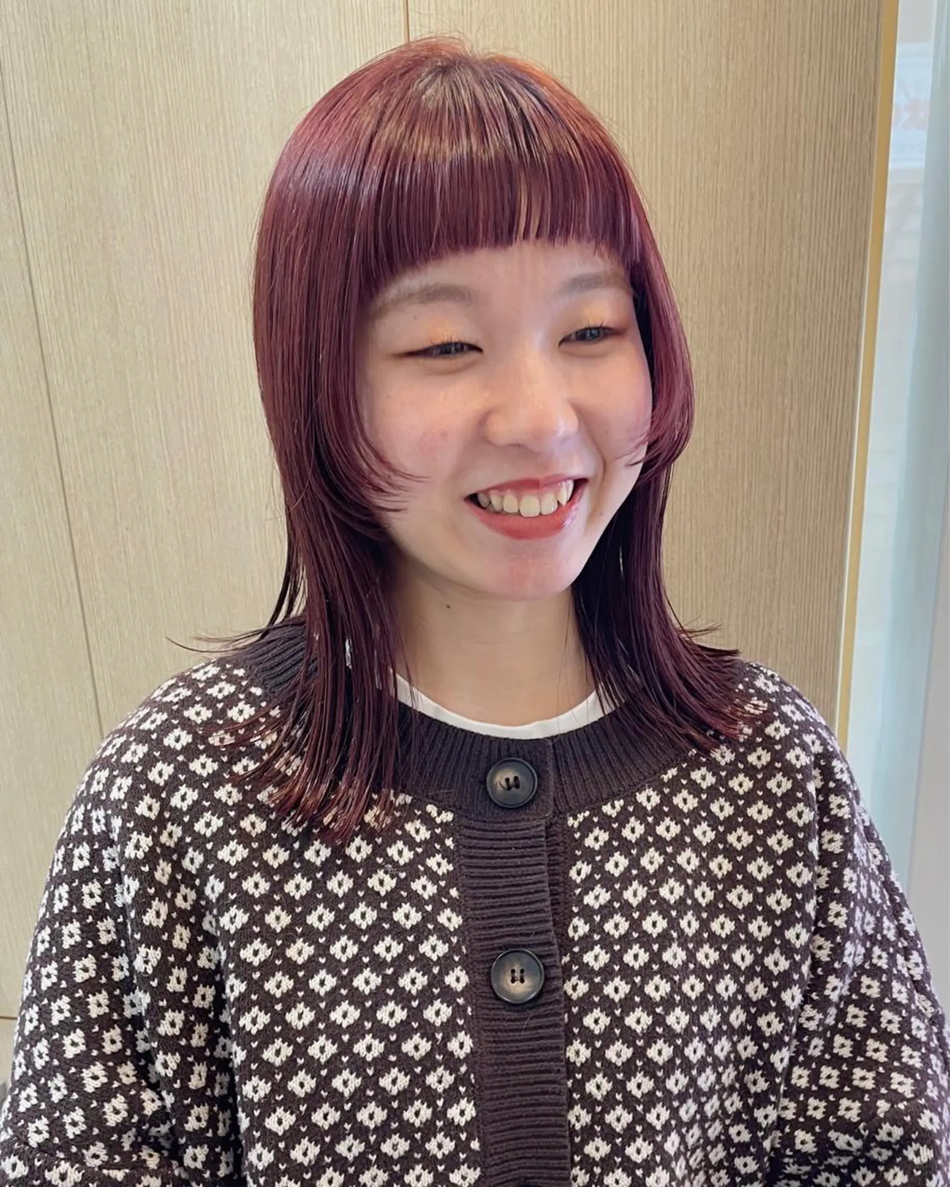 ミディアム ピンクブラウン 顔まわりレイヤー 姫カット レイヤーカット カット ヘアカラー 【ボブ/個室サロン】 癒し空間mimuraのヘアスタイル