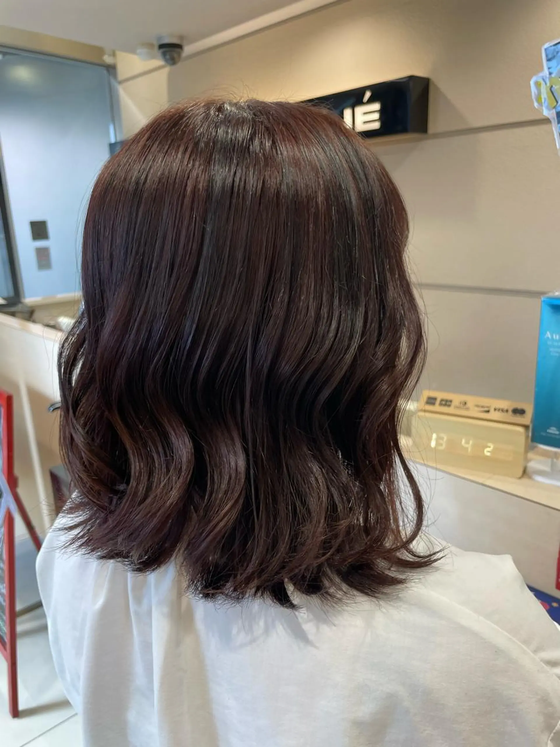 ミディアム カラー ブラウンカラー ピンクカラー ピンクブラウン ヘアカラー トリートメント クロスパーマ/うる艶 カラー/Kurumiのヘアスタイル