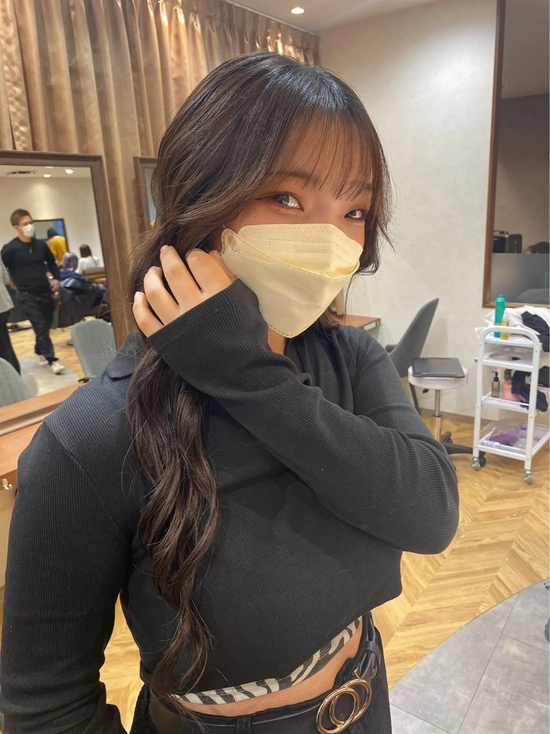 ロング シールエクステ エクステ 顔周り🇰🇷韓国 レイヤー/モエのヘアスタイル