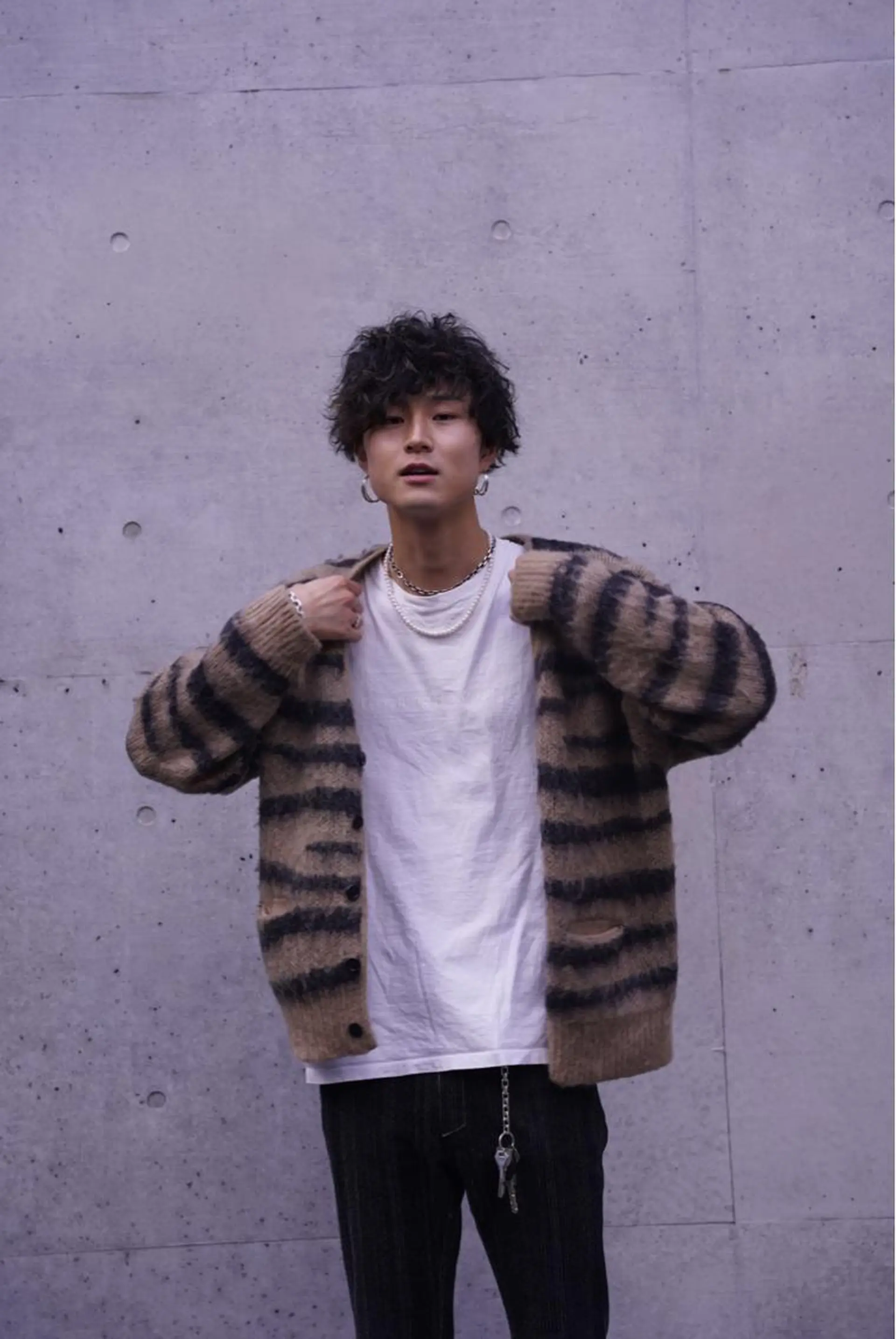 ミディアム パーマ メンズ 津田 祐岐のヘアスタイル