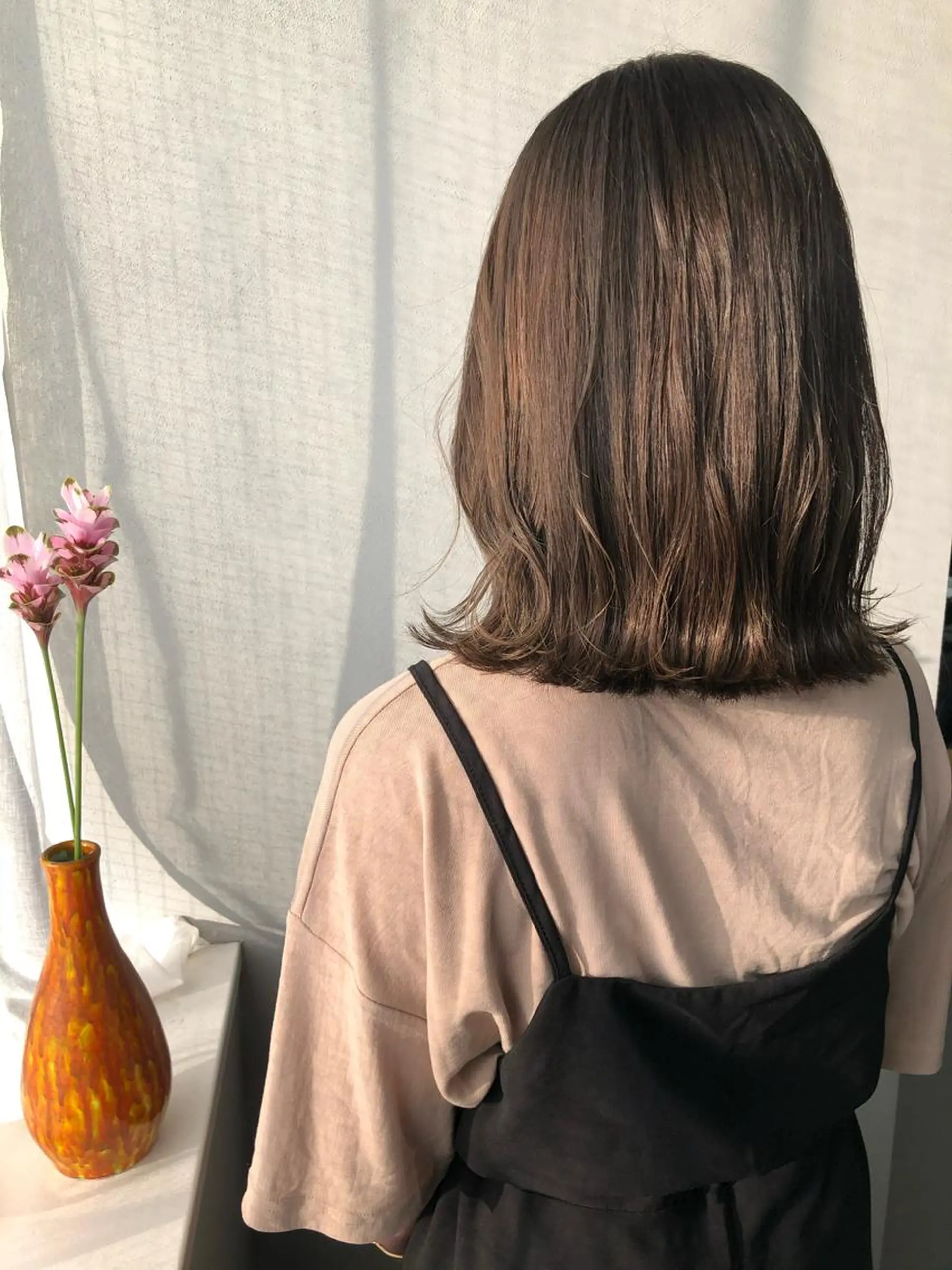 ミディアム カラー パーマ akane/ボブ /オリーブ/ブラウンのヘアスタイル