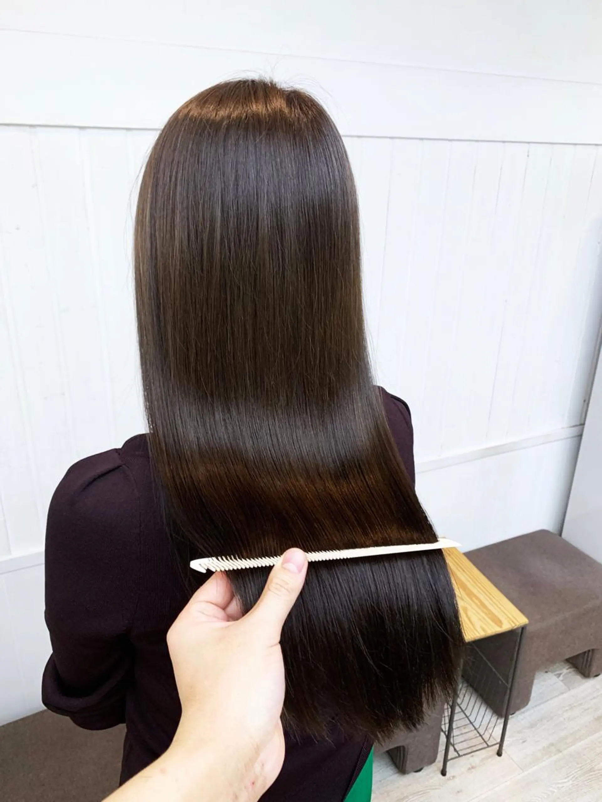 ロング ボブ くせ毛 顔周りカット 髪質改善 韓国風ヘア 武田涼レイヤーカット 髪質改善×縮毛矯正のヘアスタイル