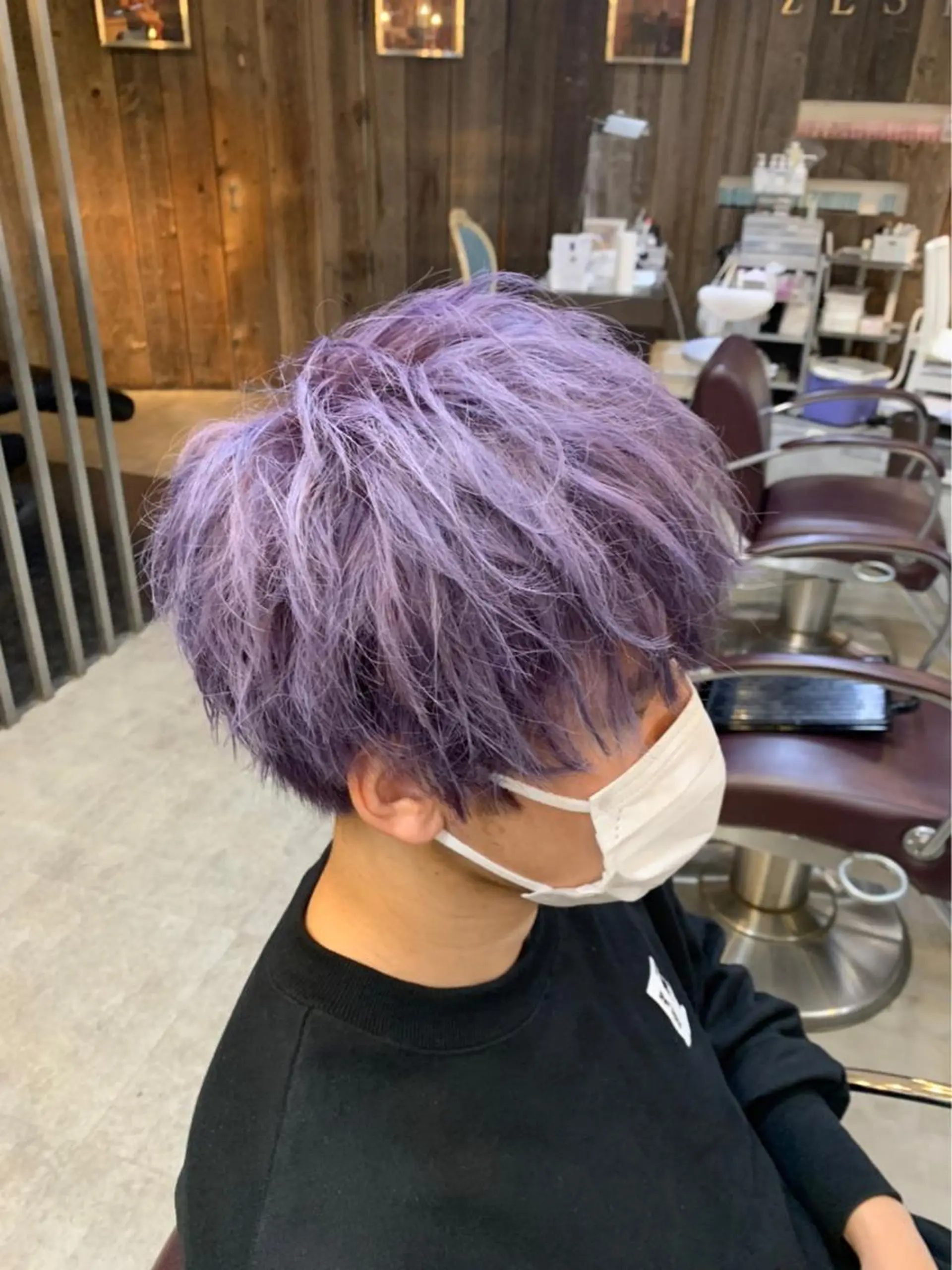 ショート カラー メンズ パープルカラー ヘアカラー mai🤍縮毛酸性ス トレート/アイリストのヘアスタイル