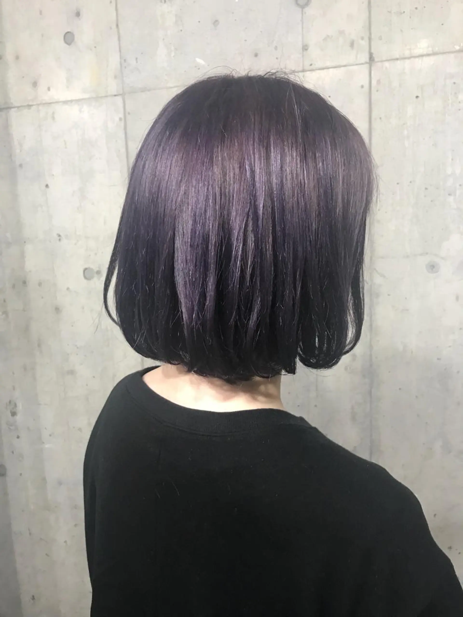 ショート カラー パーマ ヘアアレンジ メンズ キッズ ネイル マツエク・マツパ パープルカラー ボブ パープル サロンドミルク 原宿のヘアスタイル