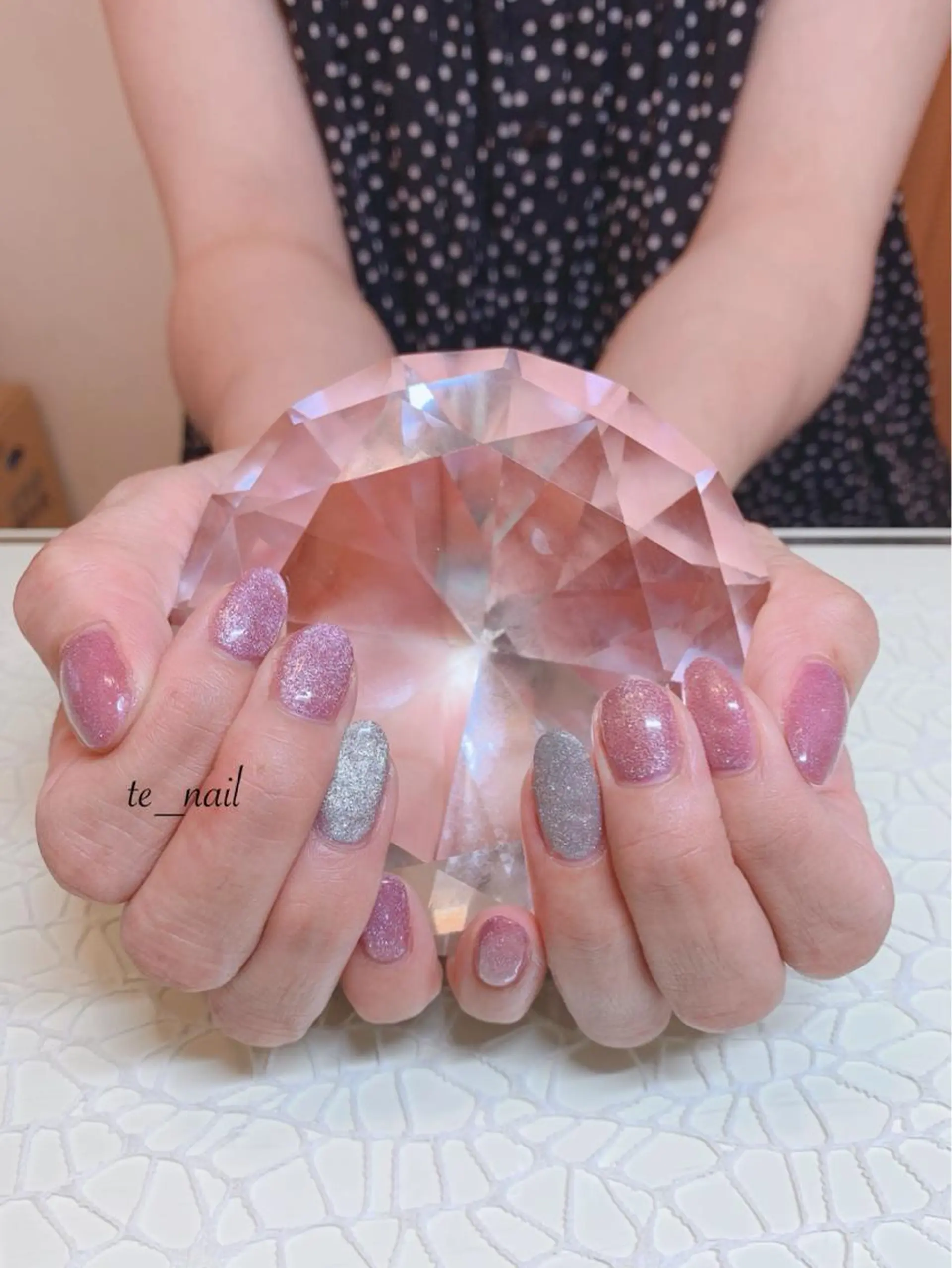 ネイル フラッシュネイル マグネットネイル ピンク シルバー ｔe_ nailのネイルデザイン