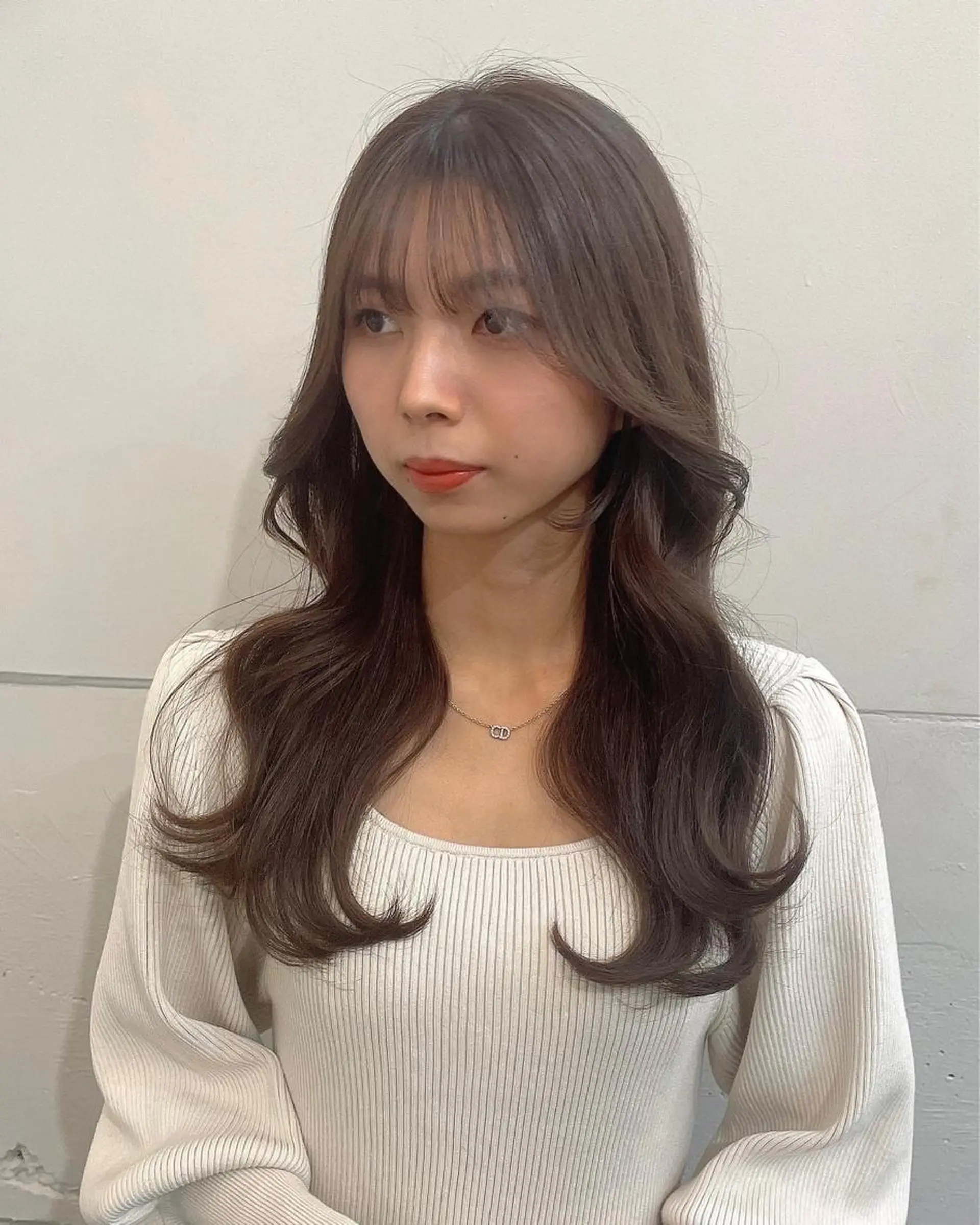 ロング カラー くびれヘア エギョモリ 顔まわりレイヤー 顔周りカット ヨシンモリ カット ヘアカラー トリートメント 横浜/レイヤーカット /韓国ヘア/佐藤記正のヘアスタイル