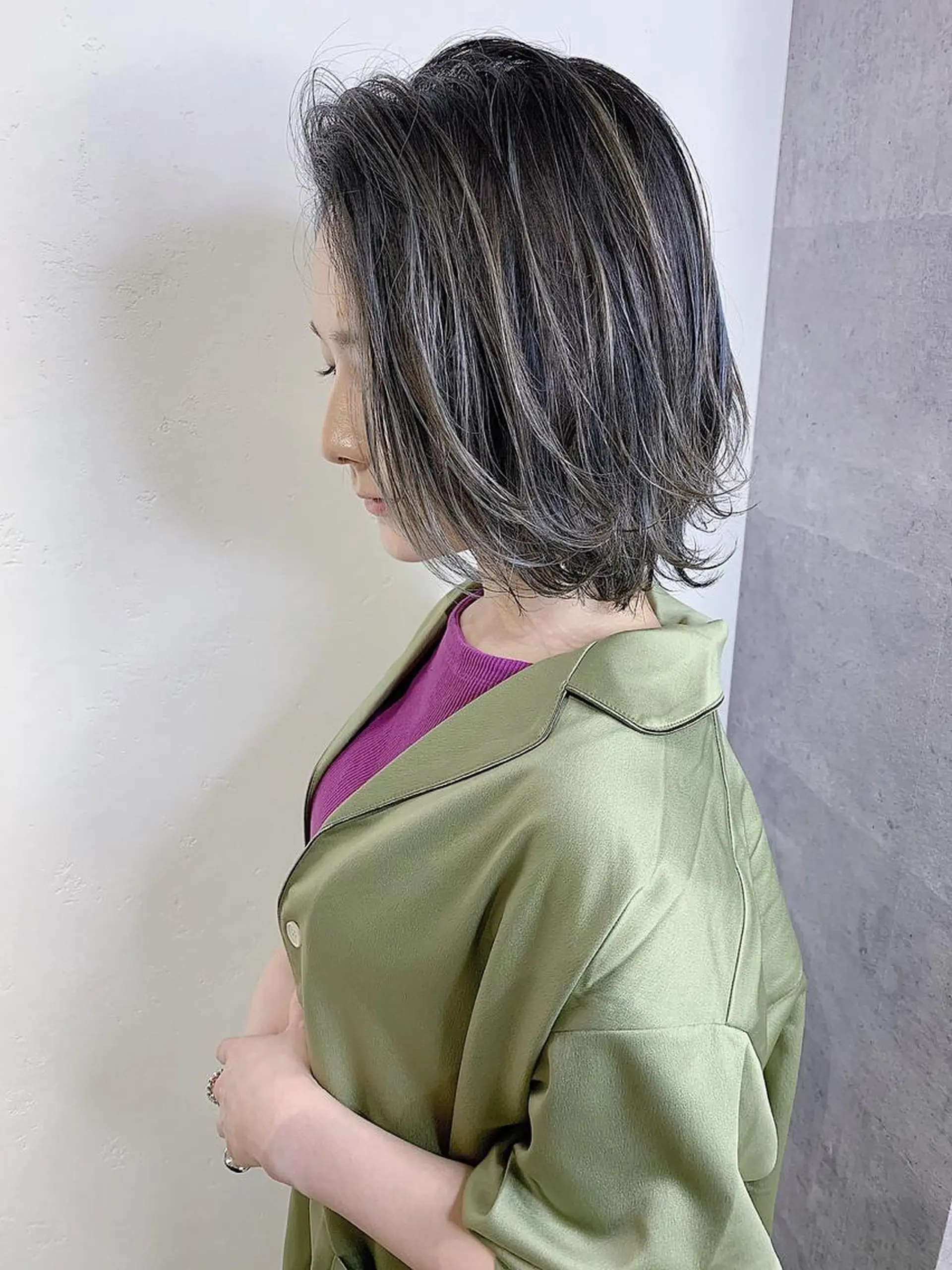 ショート カラー パーマ ハイライトカラー ハイライト _ WHITE三宮店のヘアスタイル