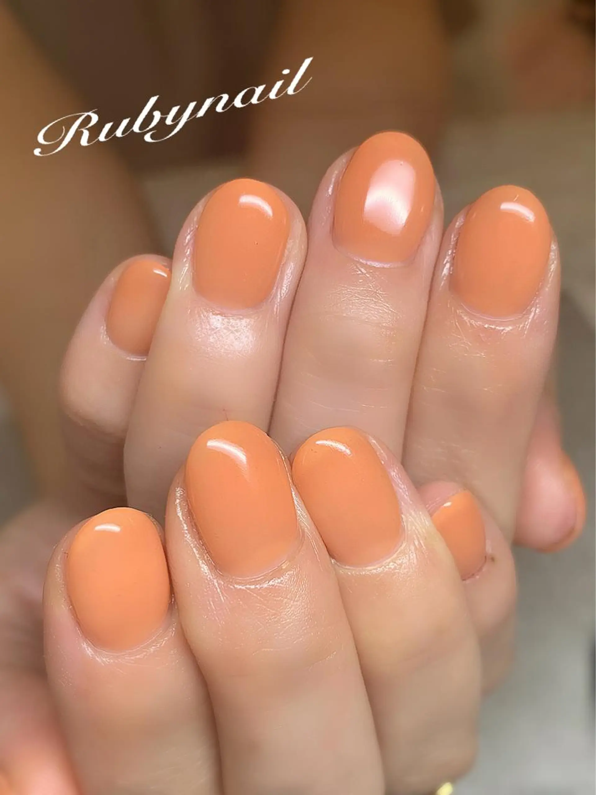 ネイル ワンカラーネイル オレンジ Rubynail所属・プライベートサロン Rubynailのネイルデザイン