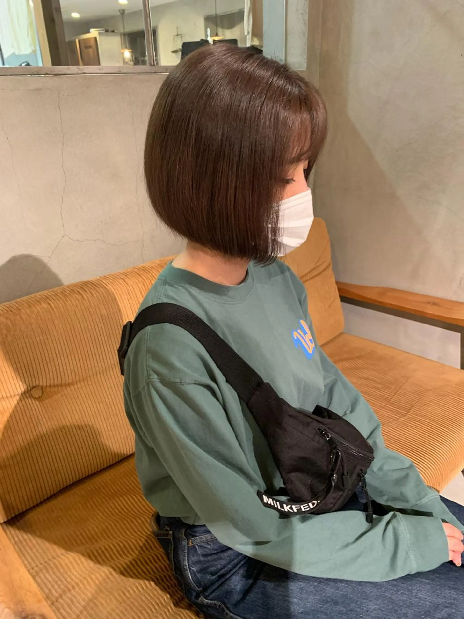 ショート カラー ボブ レイヤー/韓国ヘア 杉浦結梨のヘアスタイル