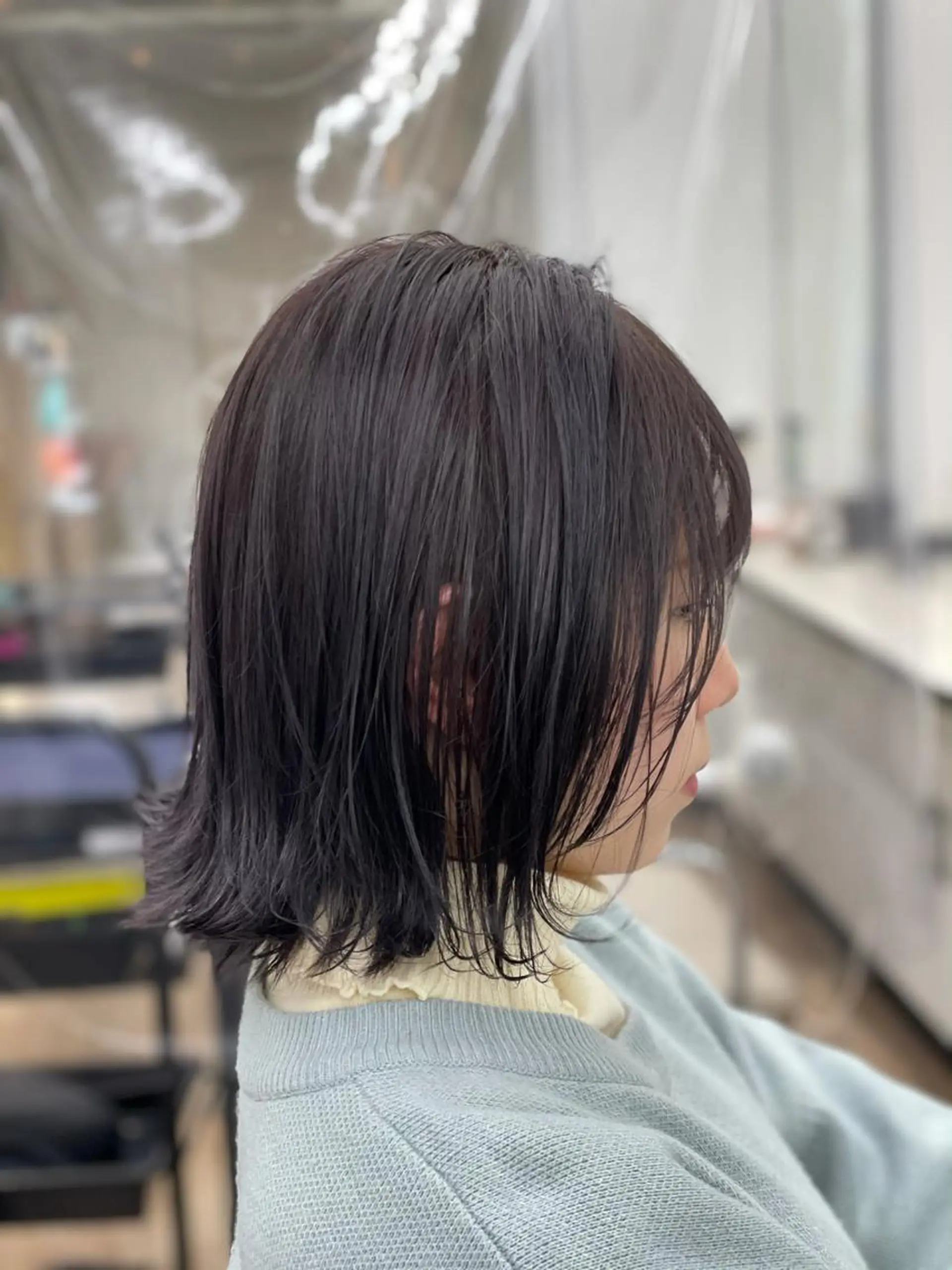 ミディアム カラー ラベンダーカラー ボブ 外ハネヘア ヘアカラー トリートメント ヘアセット 栄/久屋大通り/韓国 /透明感/横山🩵のヘアスタイル
