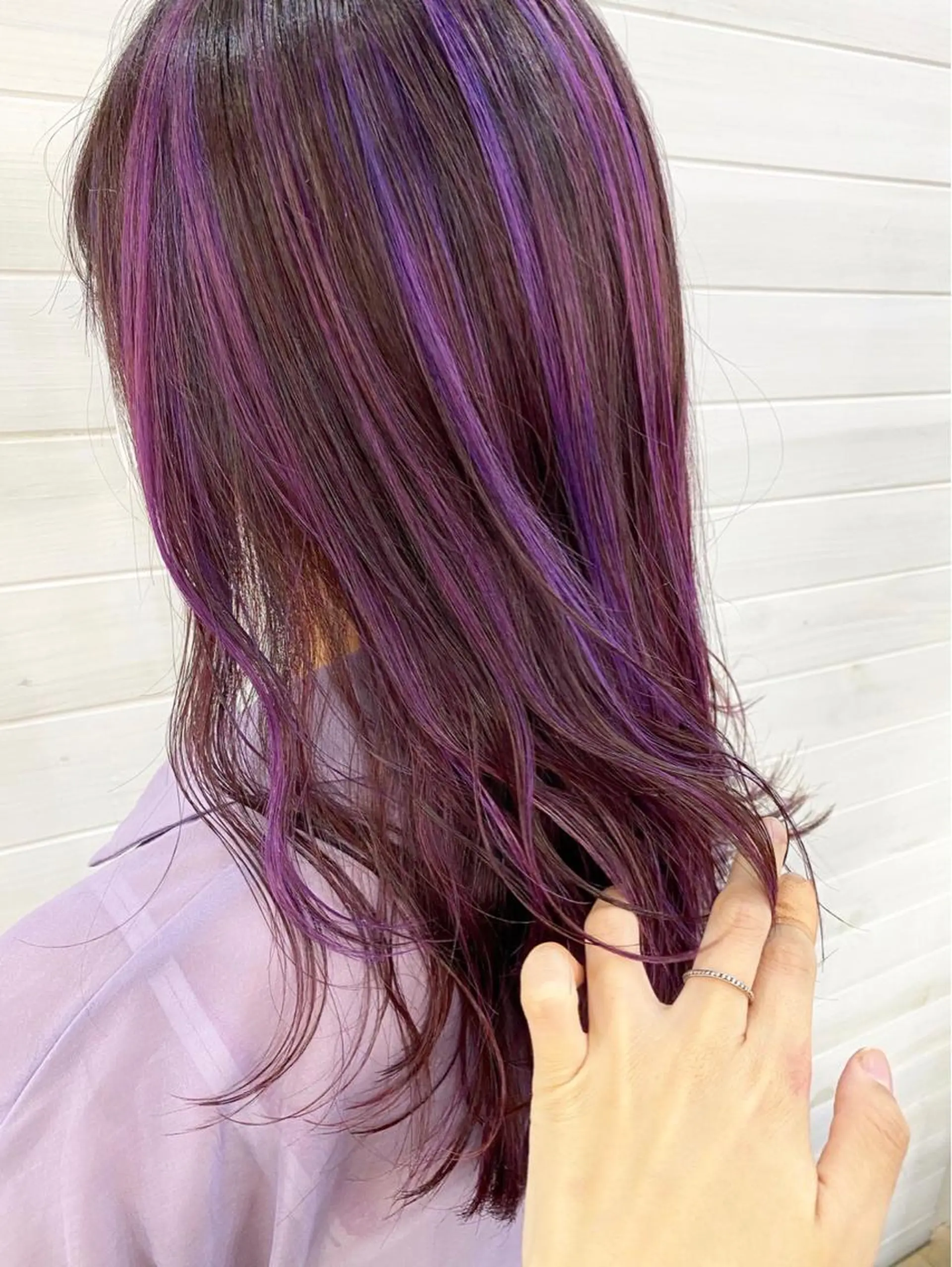 セミロング カラー ハイライトカラー ラベンダーカラー ハイライト ブリーチダブルカラー 【koide】のヘアスタイル