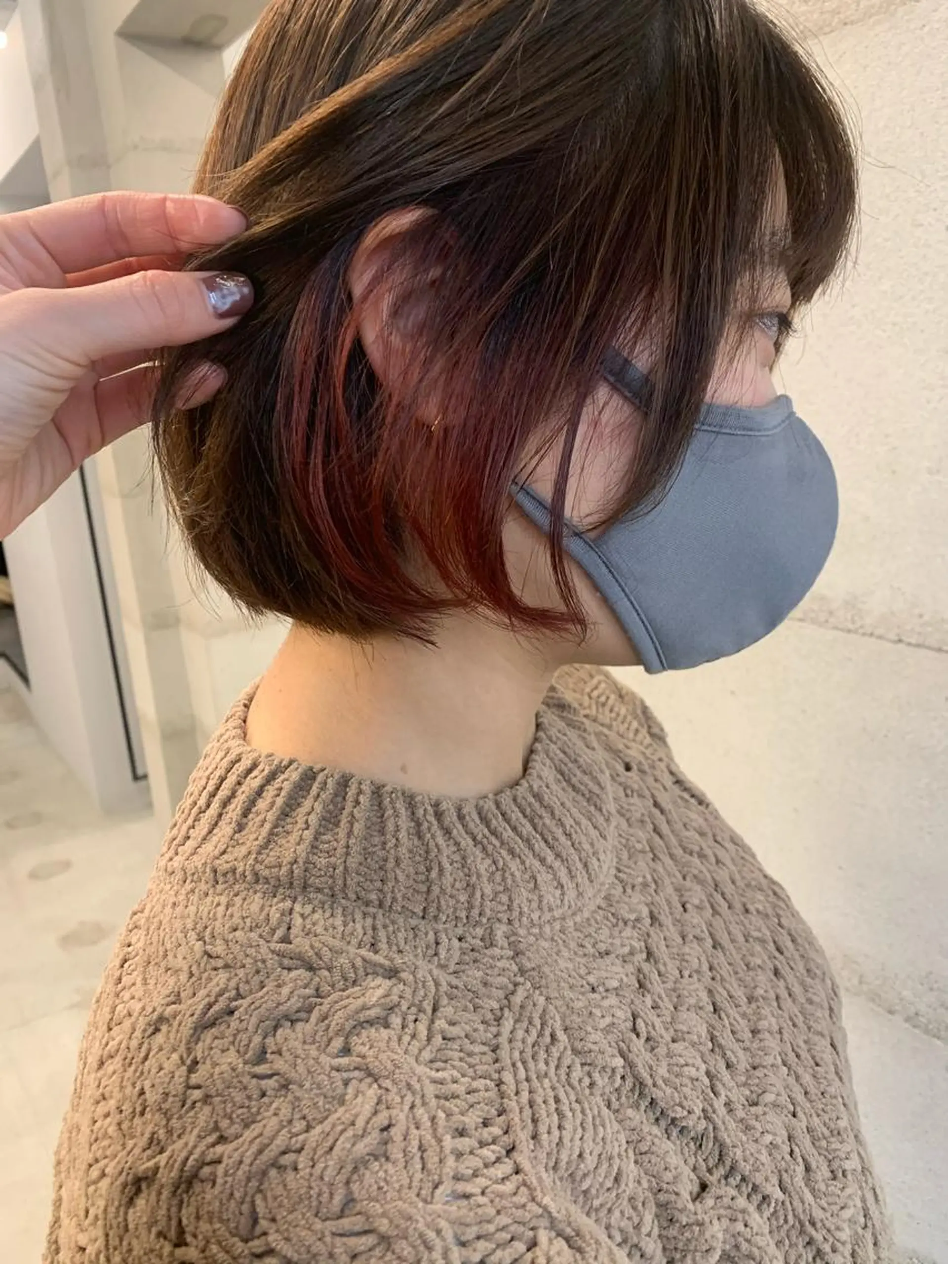 ミディアム カラー 透明感/オリーブ/ グレージュ/YUKAのヘアスタイル