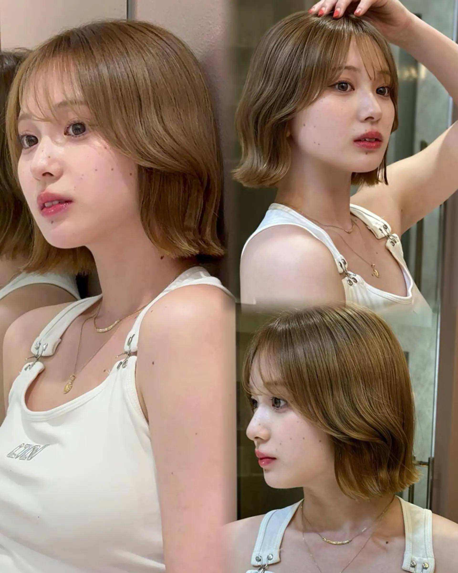 ミディアム カット 縮毛矯正 トリートメント ロンドガーネット /髪質改善/レイヤーのヘアスタイル