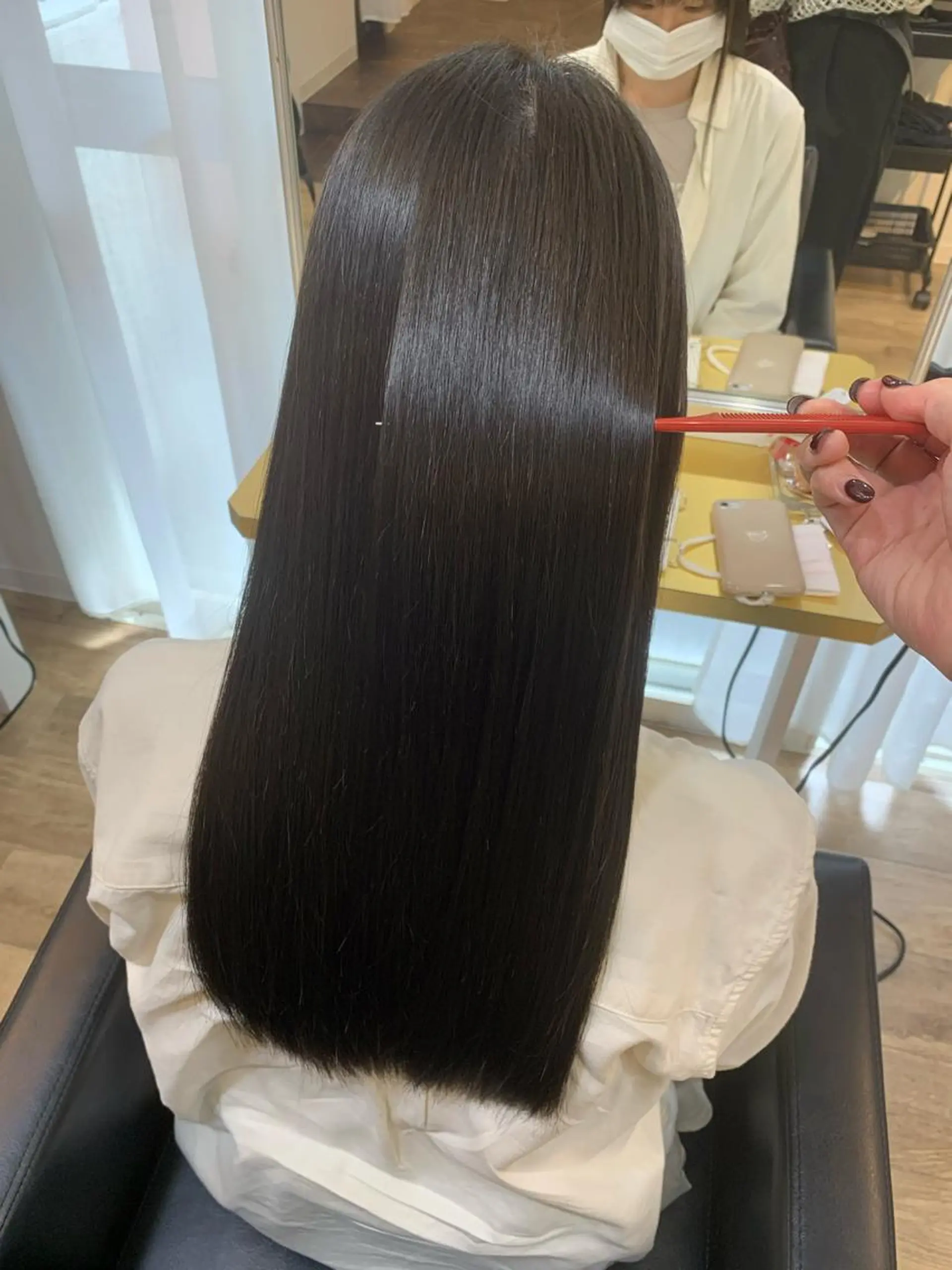 ロング ボブ ハイライト 髪質改善 カット 縮毛矯正 オクミヅキ /髪質改善/梅田🫧のヘアスタイル