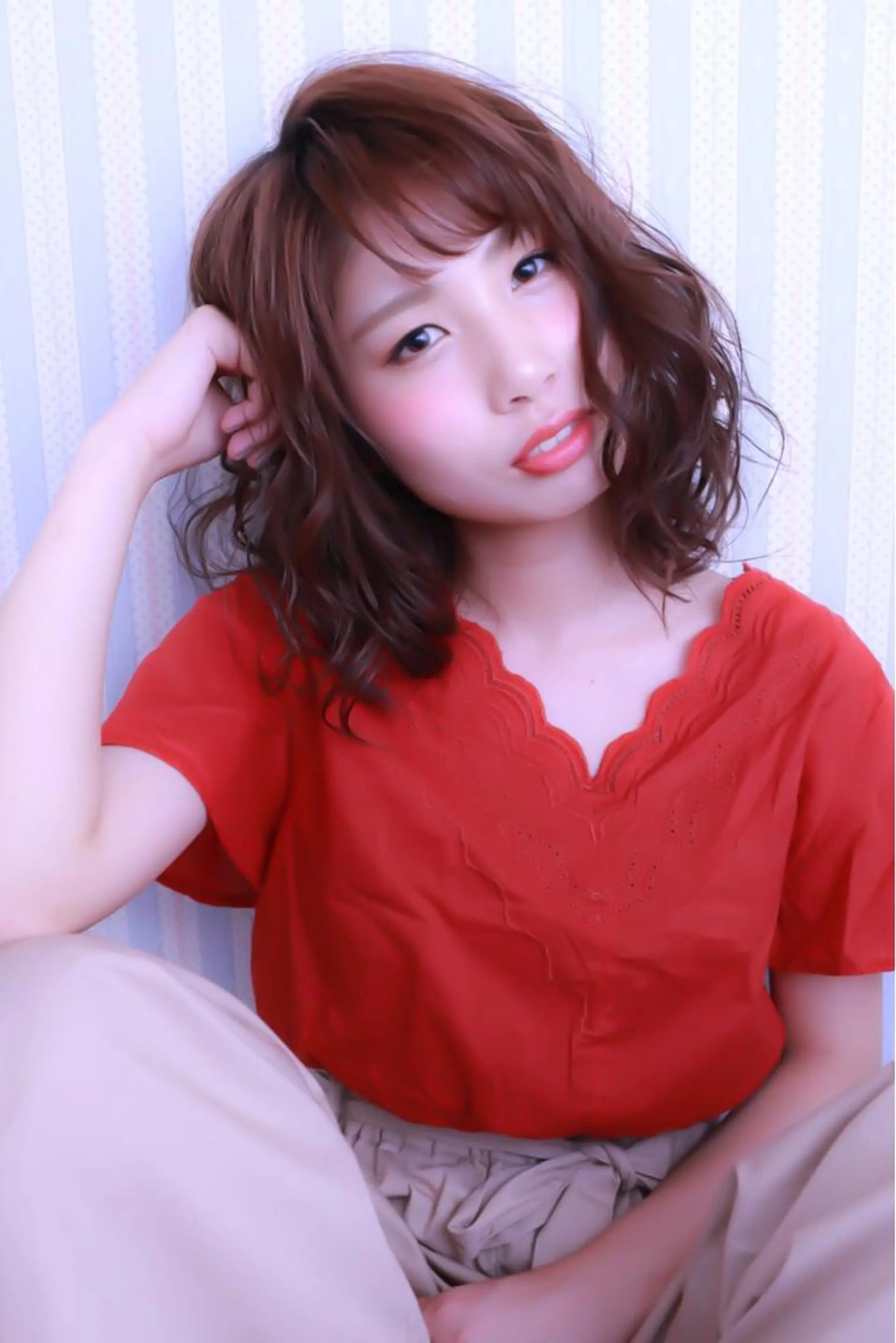 ミディアム カラー パーマ IVY joure Suzu.のヘアスタイル