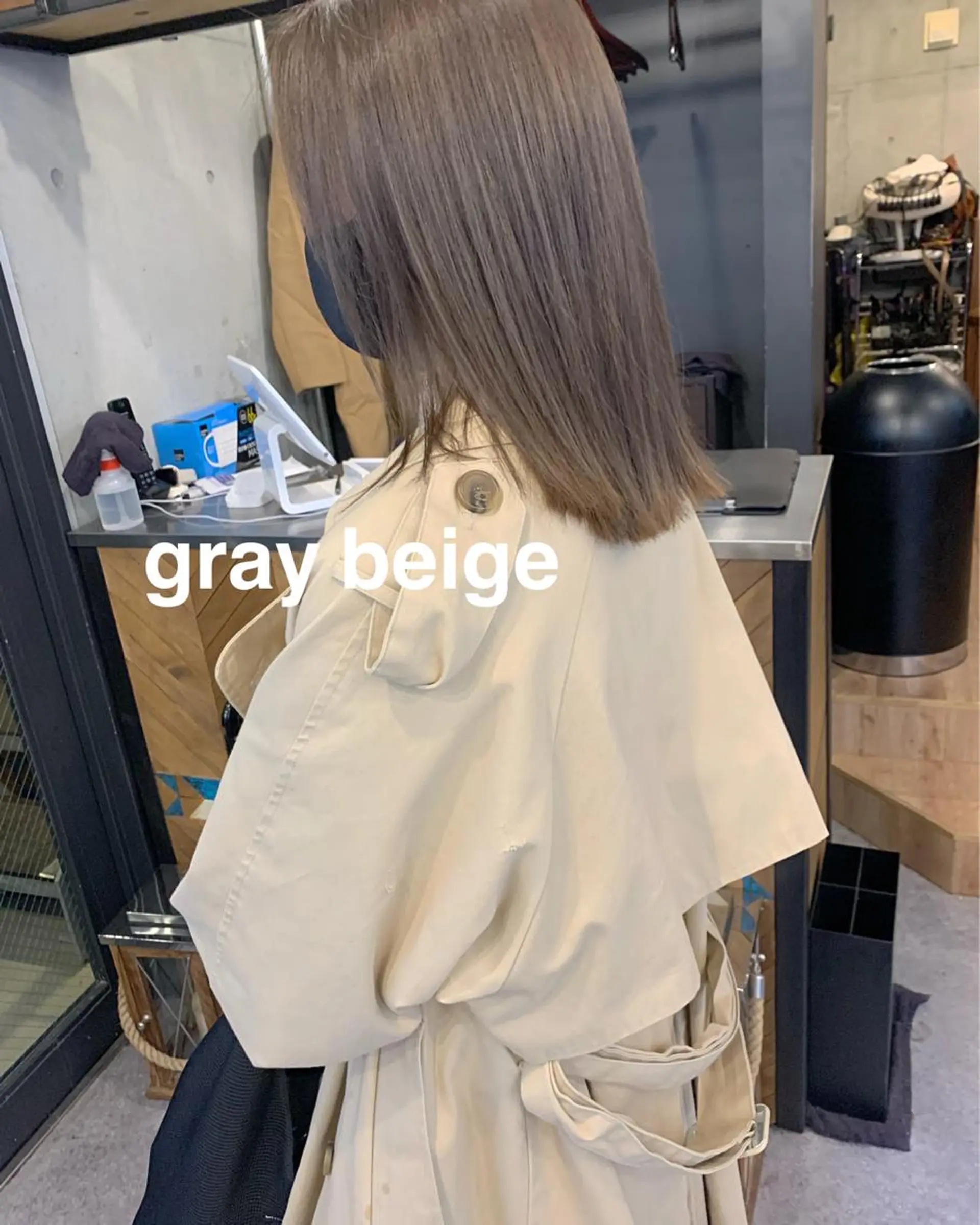 ミディアム カラー ブリーチ グレージュ カット ヘアカラー トリートメント ヘッドスパ ヘアセット 柔らかブラウン/顔周 りレイヤー♡ユウシのヘアスタイル