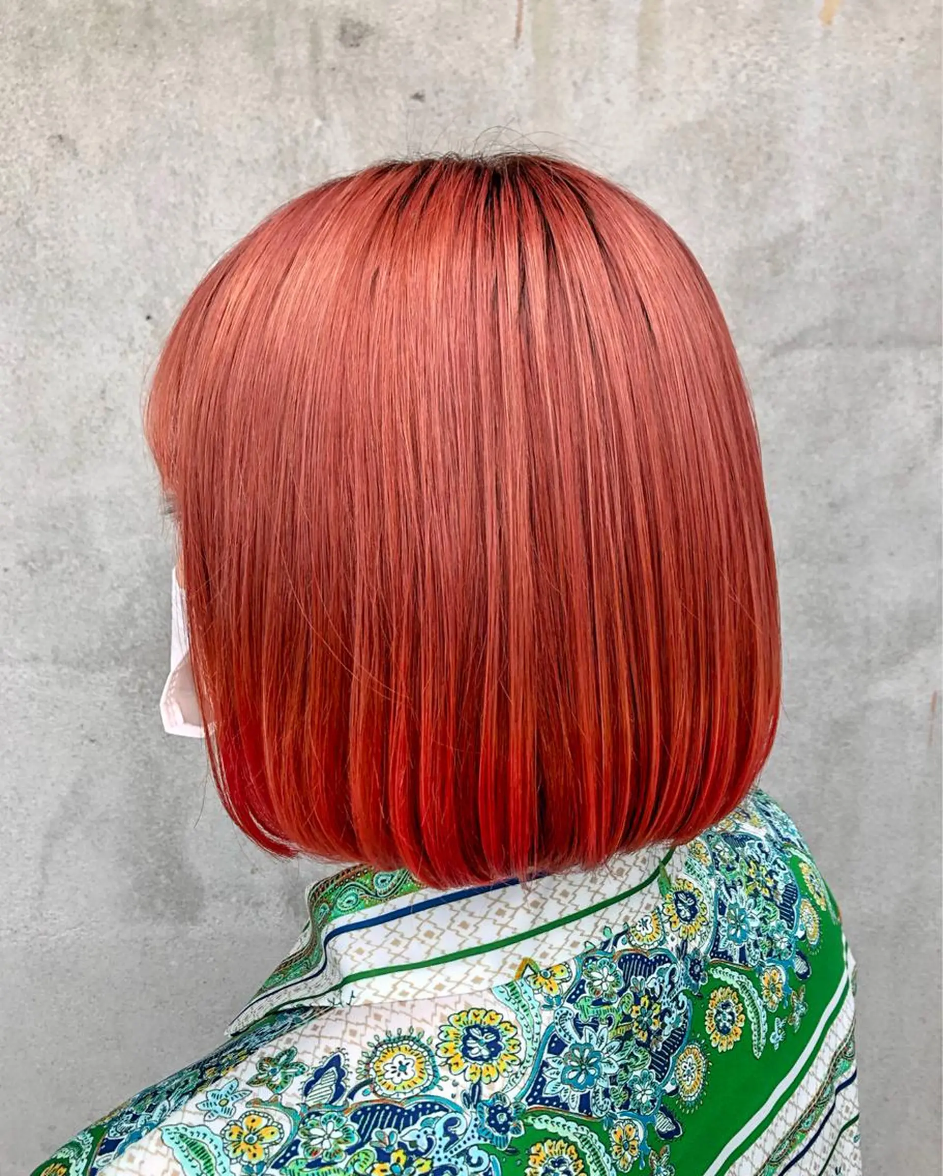 ミディアム カラー グラデーションカラー オレンジ ボブ NAGON STYLE  MICI所属・佐藤 美聡のヘアスタイル