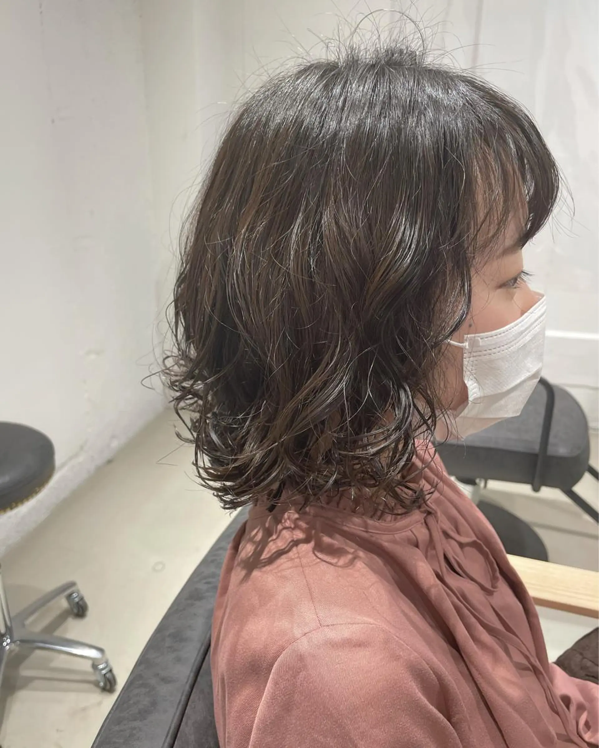 ショート パーマ 暖色カラー🍊 ボブ🌿顔周りcutのヘアスタイル