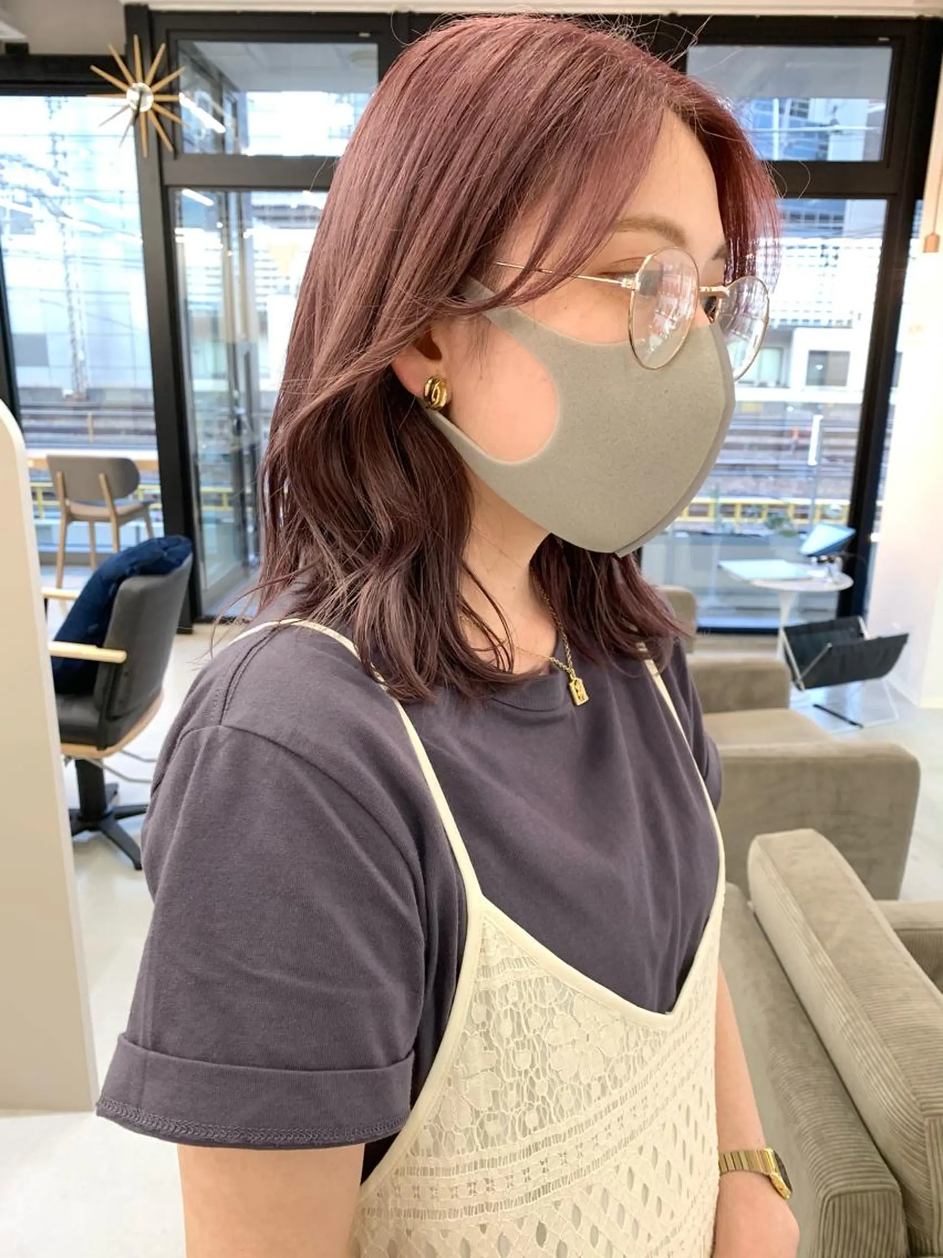 ミディアム カラー ラベンダーカラー ピンクカラー ピンクラベンダー カット ヘアカラー トリートメント 樫原裕二 /柔らかいカラーのヘアスタイル