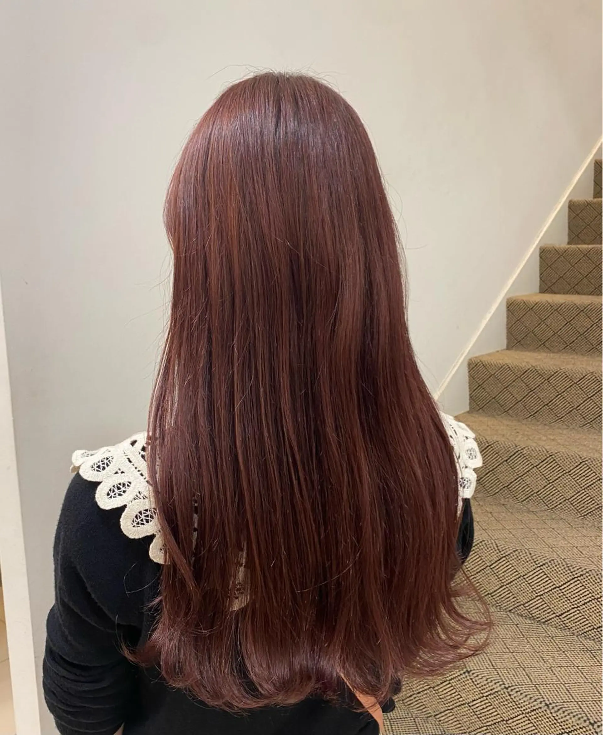 ロング カラー ブラウンカラー ピンクカラー ピンクブラウン 平井 沙奈のヘアスタイル